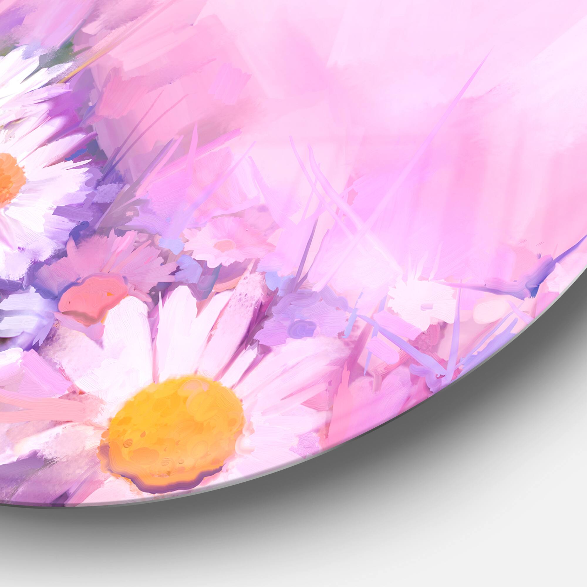 Designart - Bouquet of White Gerbera and Daisy&#x27; Disc Floral Metal Circle Wall Art