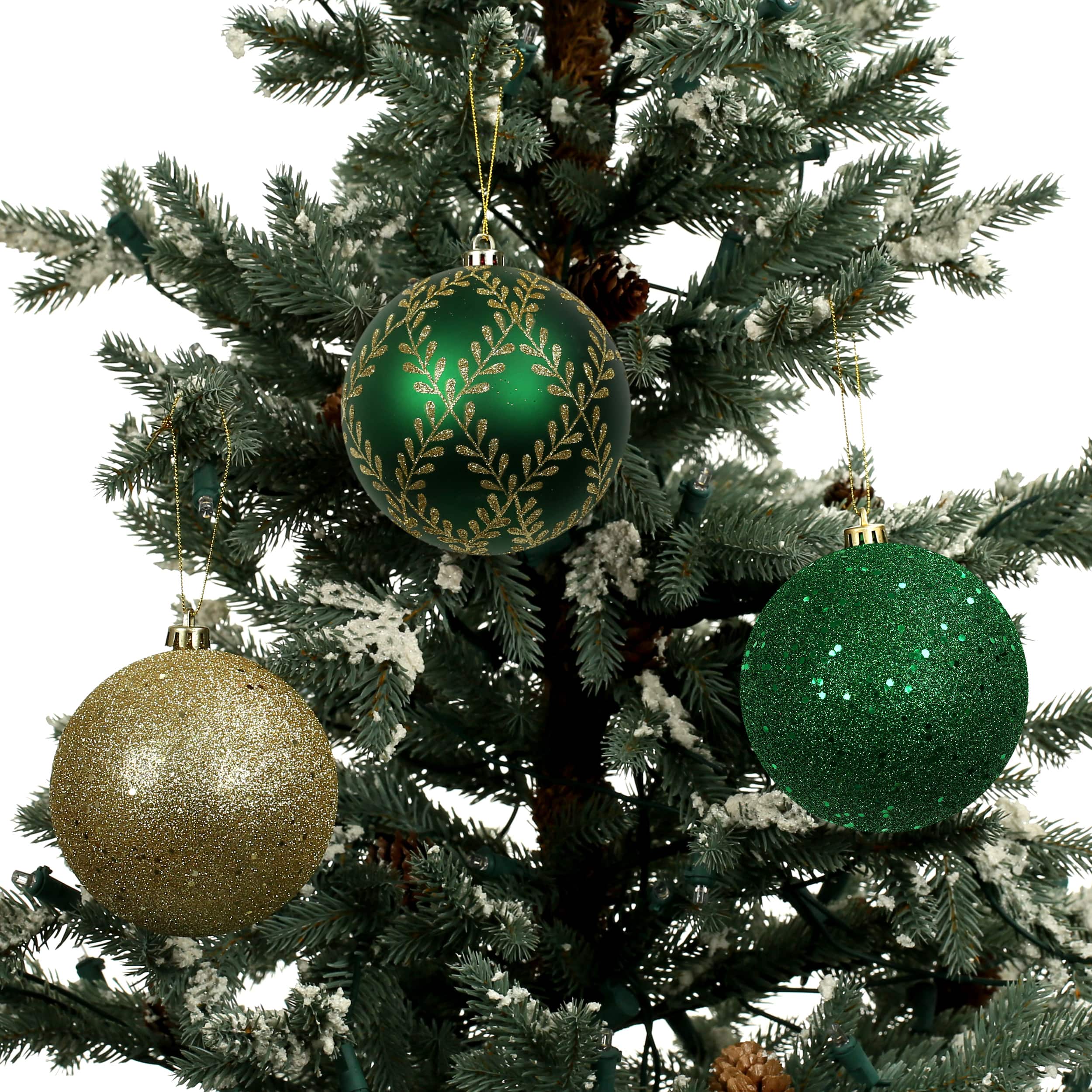 14 Pack 3.8&#x22; Red, Green &#x26; Gold Peppermint Lane Shatterproof Ornaments by Ashland&#xAE;