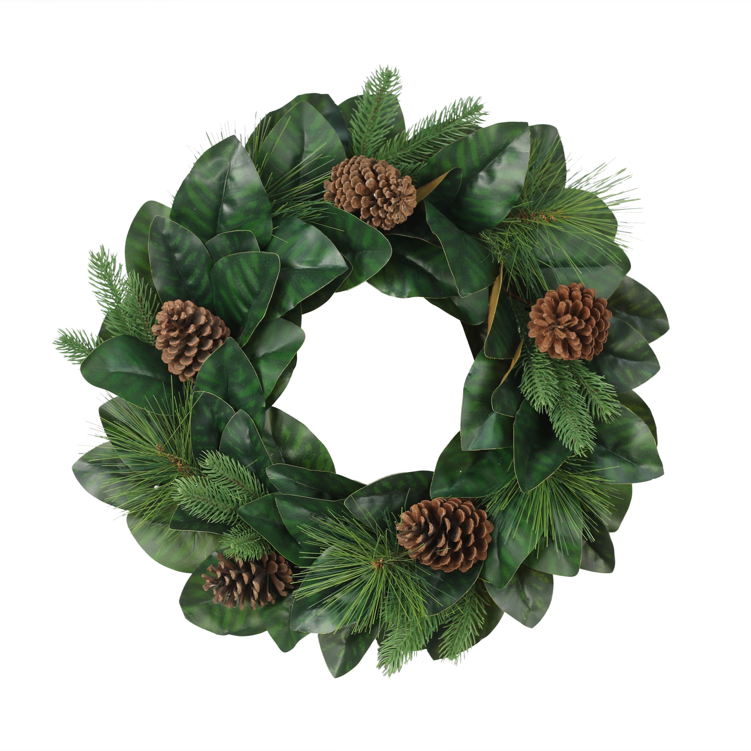 24&#x22; Magnolia Leaves &#x26; Pinecones Wreath