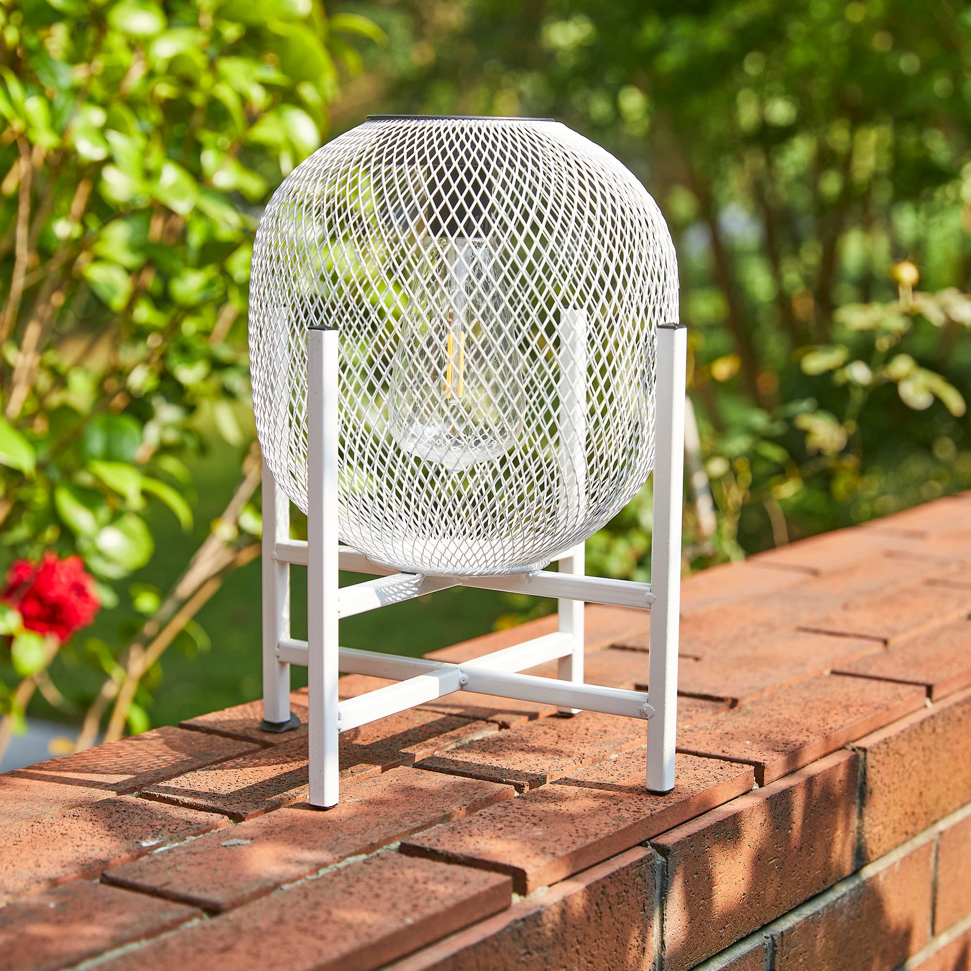 Glitzhome® 11.5" Metal Mesh Solar Powered Lantern with Stand