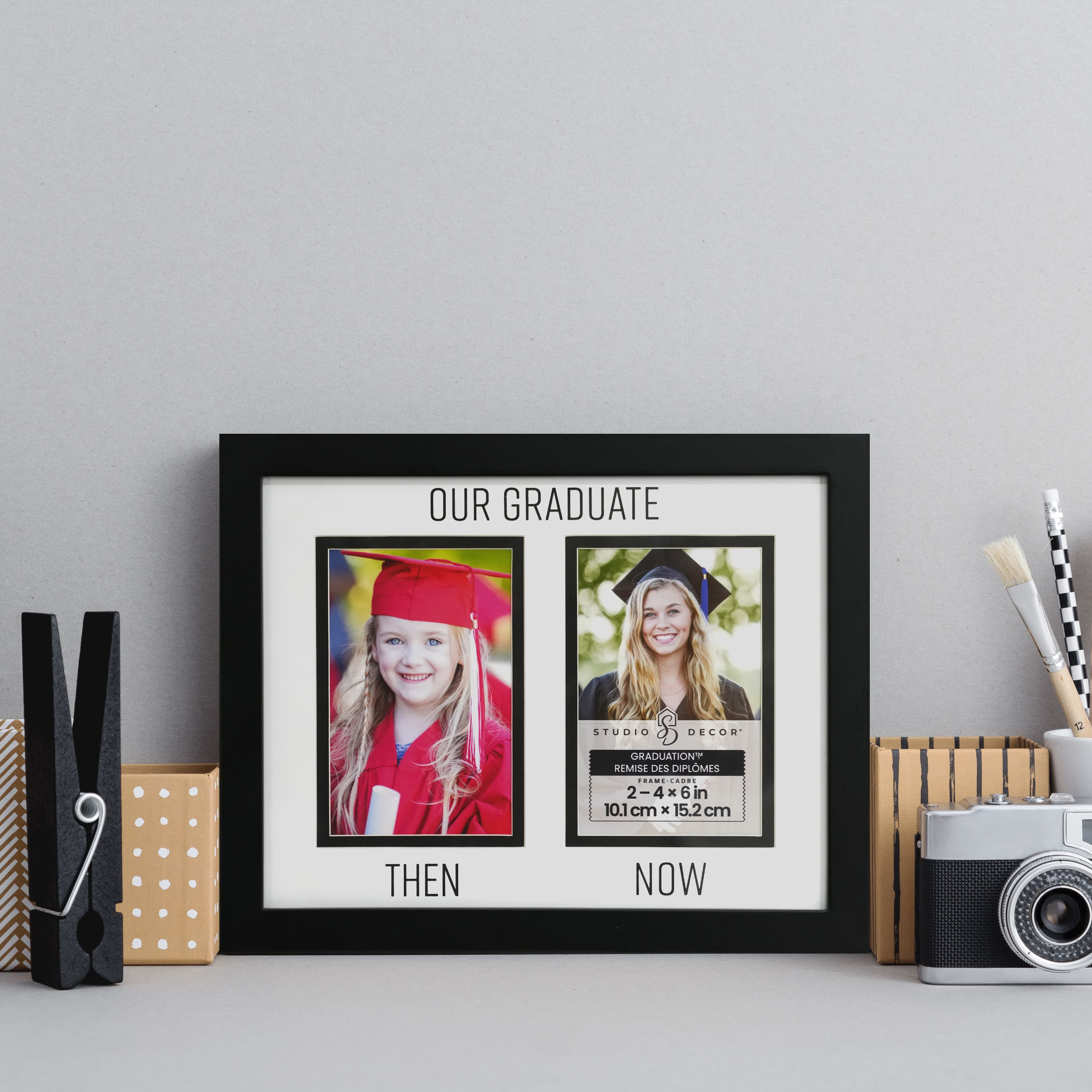 2 Opening Black 4&#x22; x 6&#x22; Frame, Graduation&#x2122; by Studio D&#xE9;cor&#xAE;