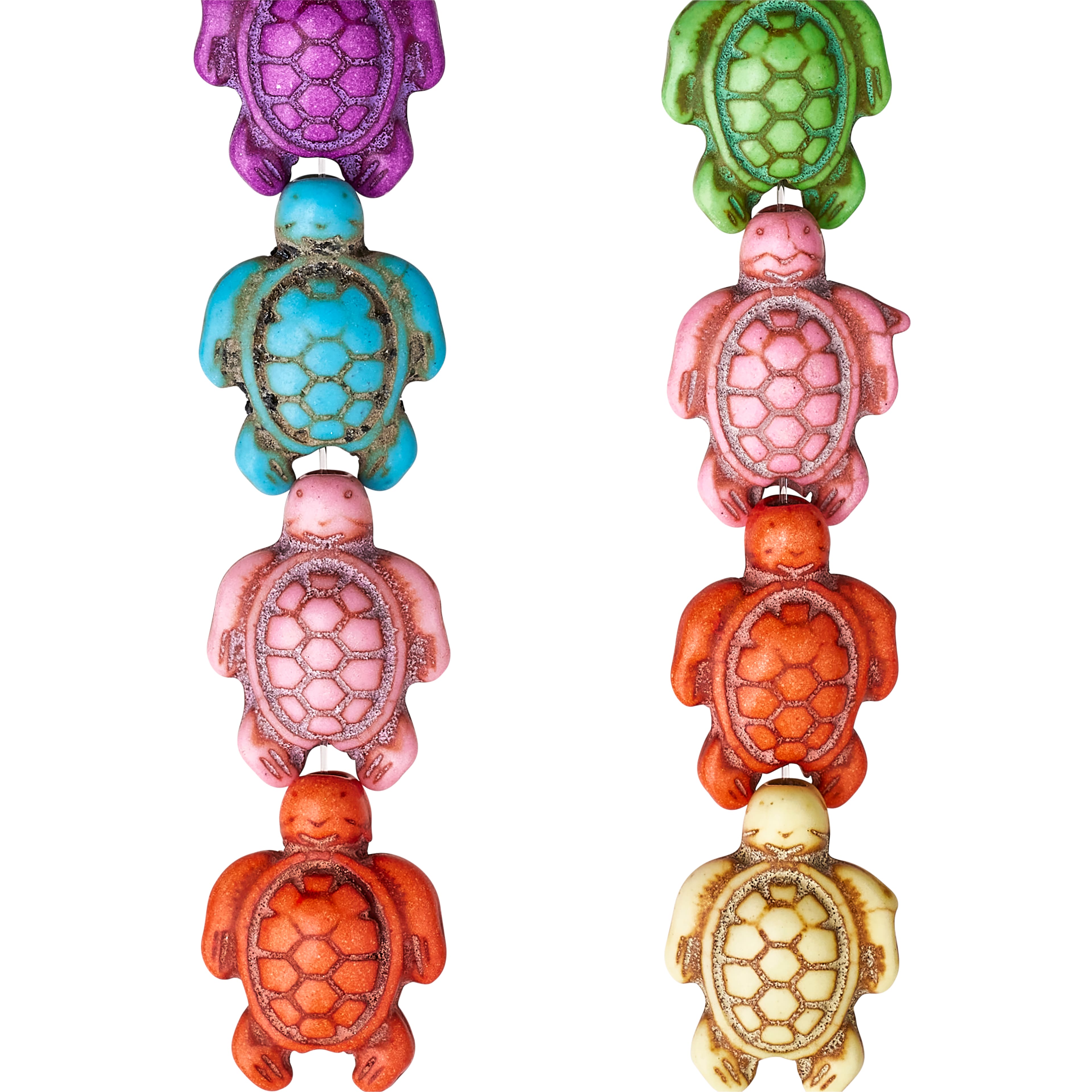 12 Pack:  Multicolor Howlite Turtle Beads, 18mm by Bead Landing™