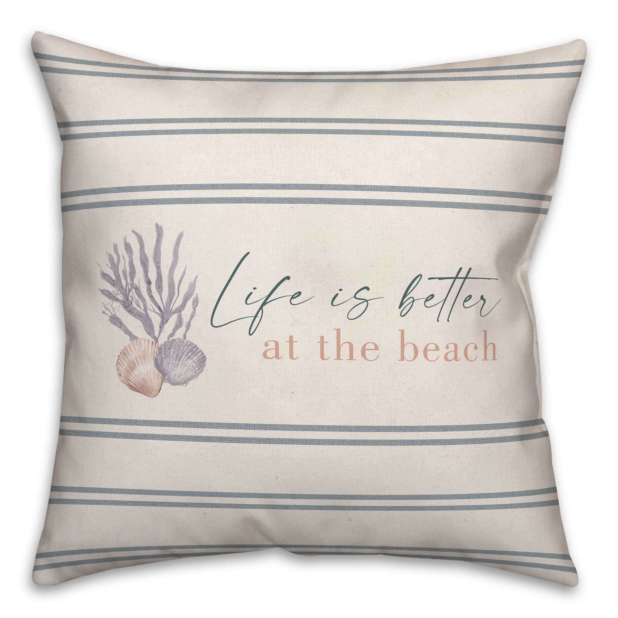 Life Is Better At The Beach Scallop & Snail Shell Throw Pillow