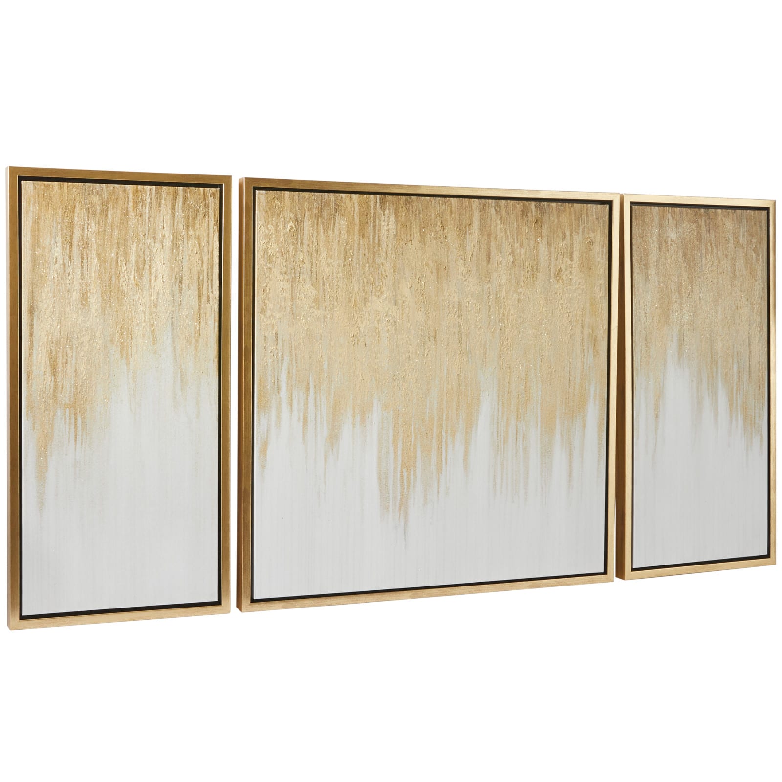 Gold Canvas Ombre Geode Framed Wall Art with Gold Frame Set of 3 32&#x22;, 16&#x22;, 16&#x22;