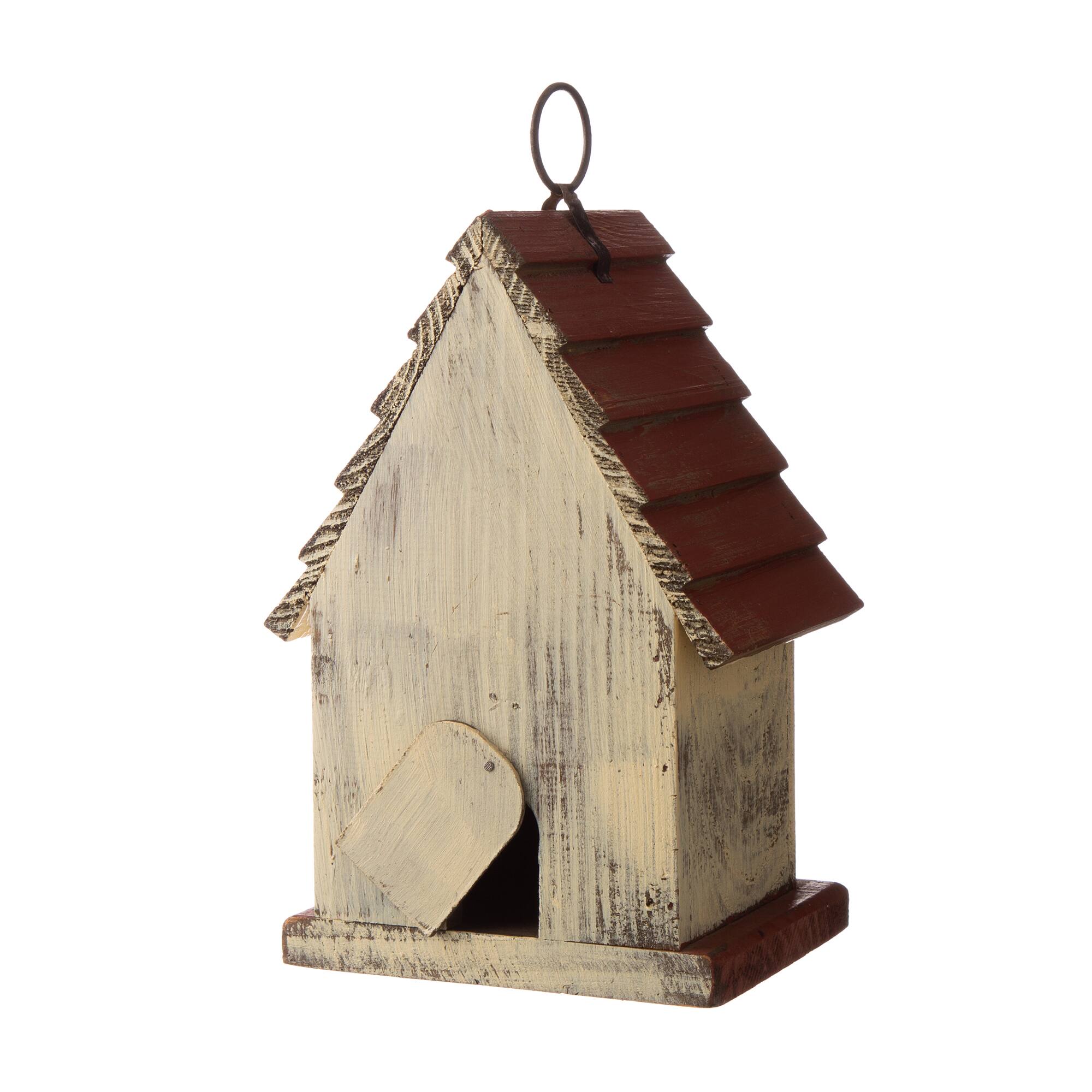 Glitzhome® Tall White & Red Distressed Wood Bird House