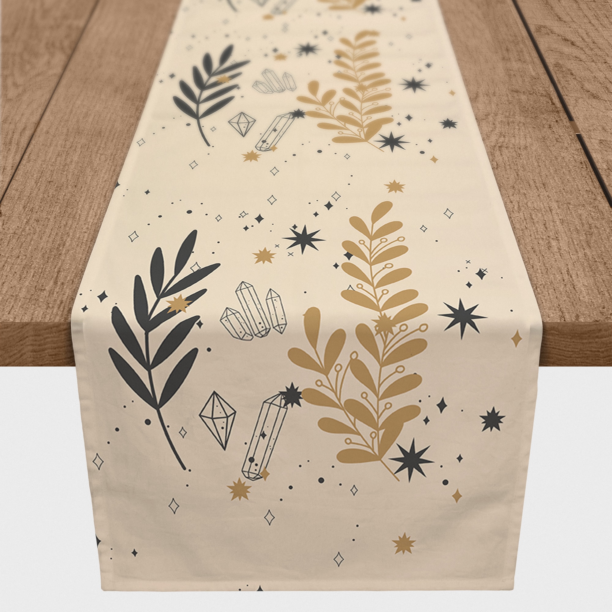 Leaf Crystal 6 16&#x22; x 90&#x22; Poly Twill Table Runner