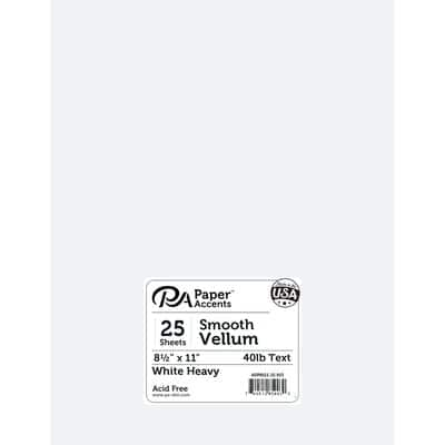 PA Paper™ Accents White Heavy 40lb. Smooth Vellum Paper Pad, 8.5