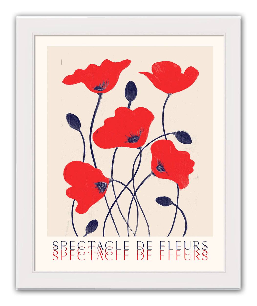 Spectacle De Fleurs Wall Print in White Frame