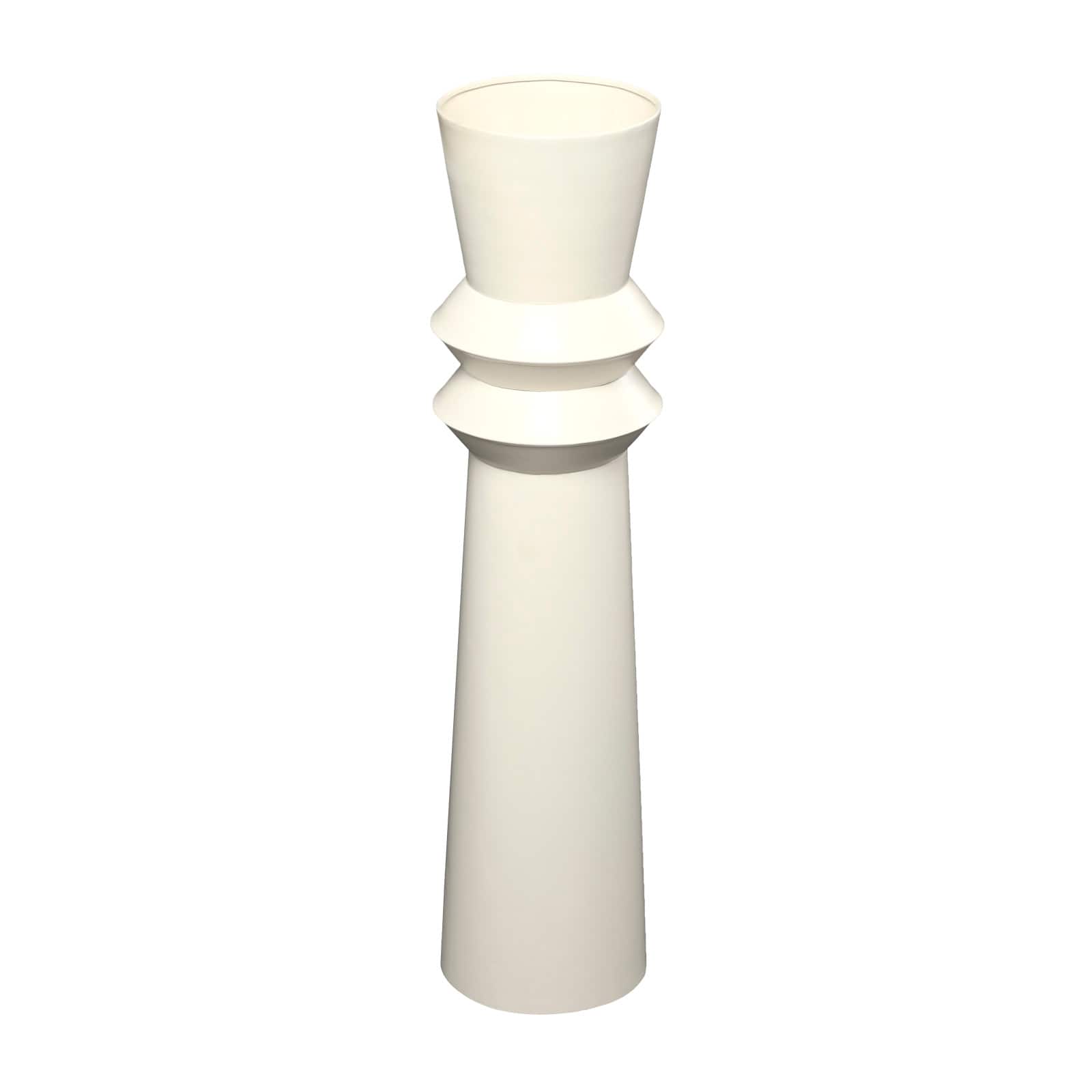 2.5ft. Cream Metal Tall Art Deco Fluted Floor Vase