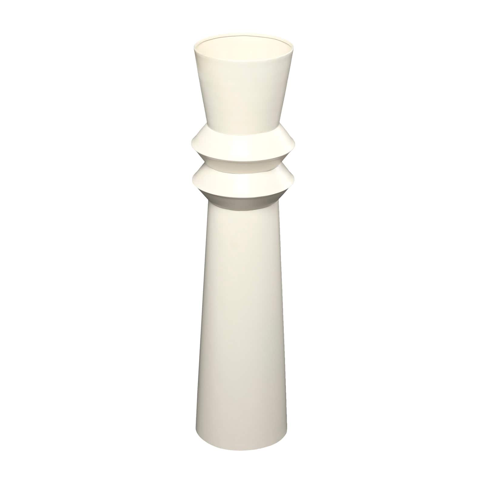 The Novogratz 2.5ft. Cream Metal Tall Art Deco Fluted Floor Vase