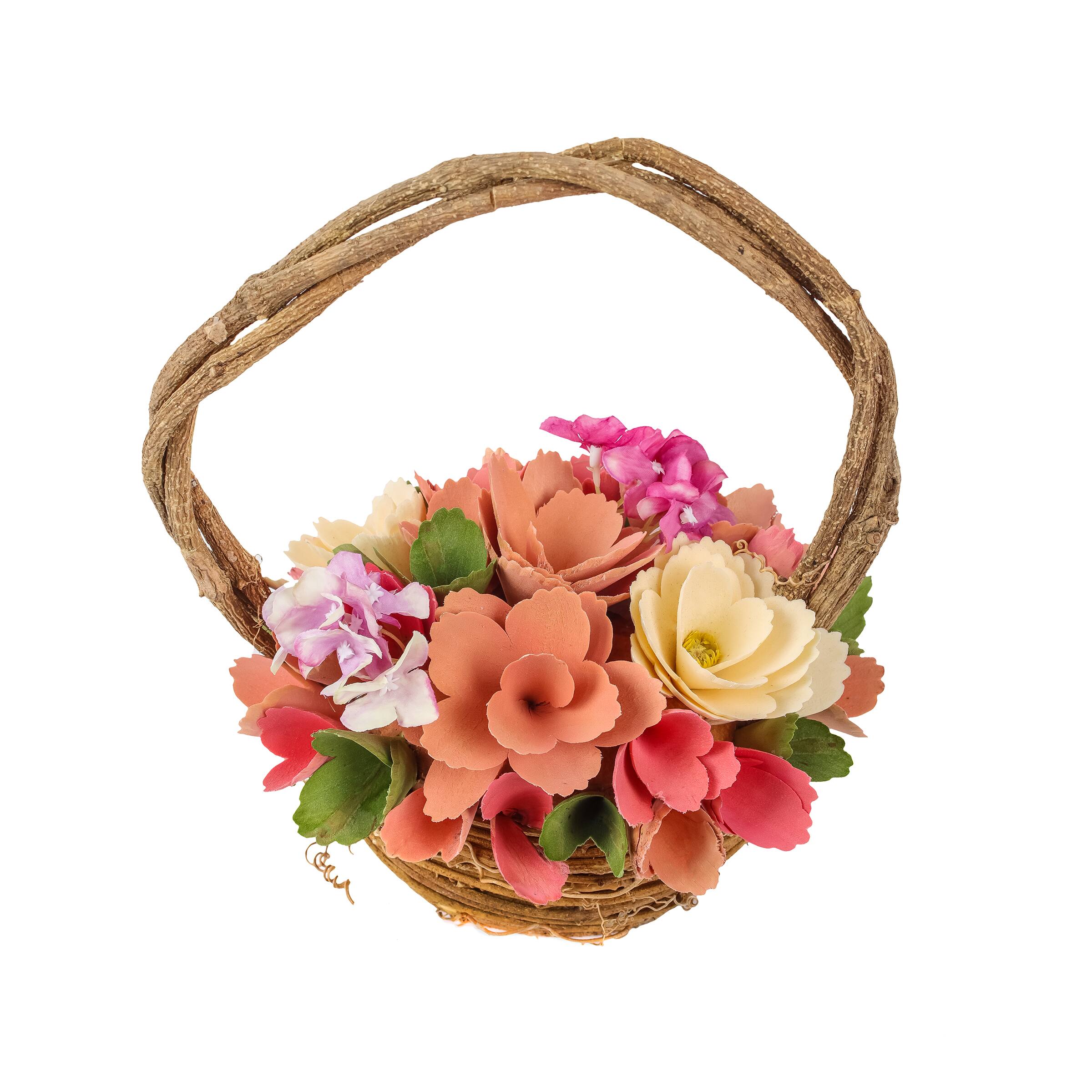 10&#x22; Pink Spring Floral Basket