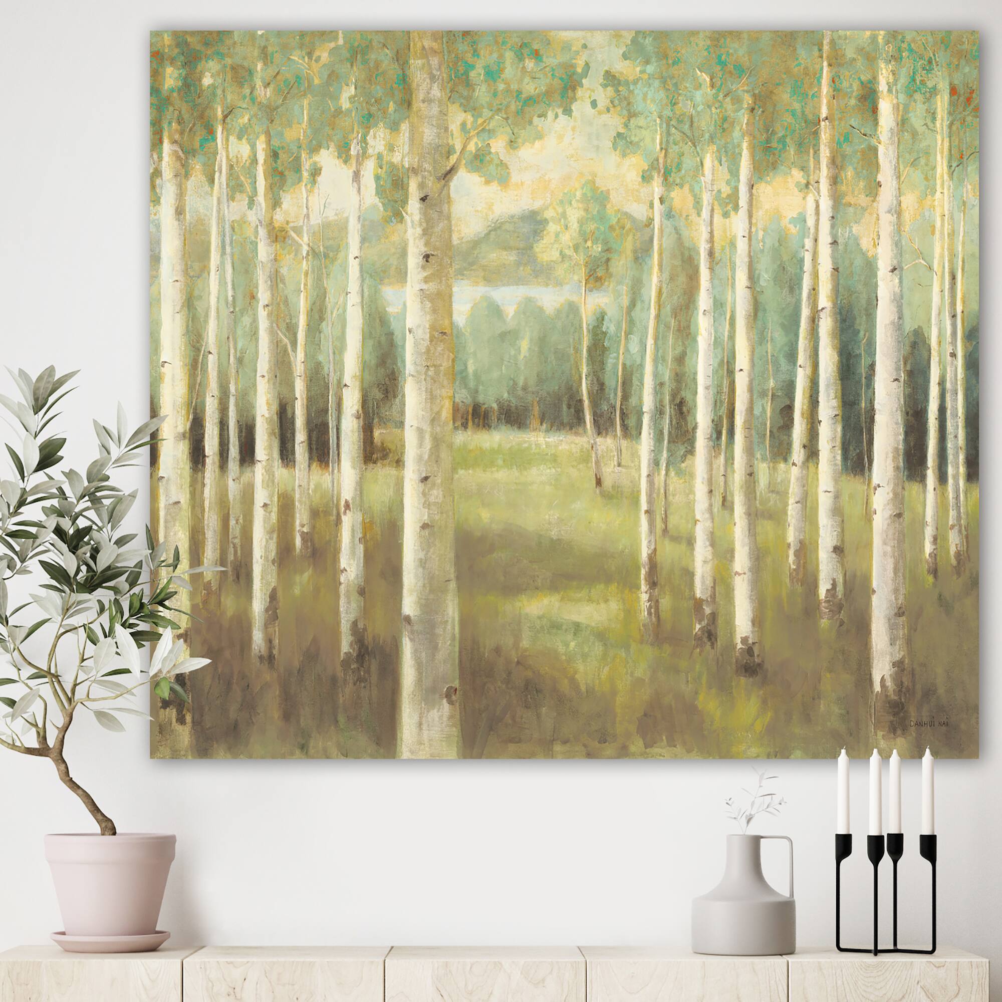Designart - Aspens Neutral Forest - Traditional Gallery-wrapped Canvas