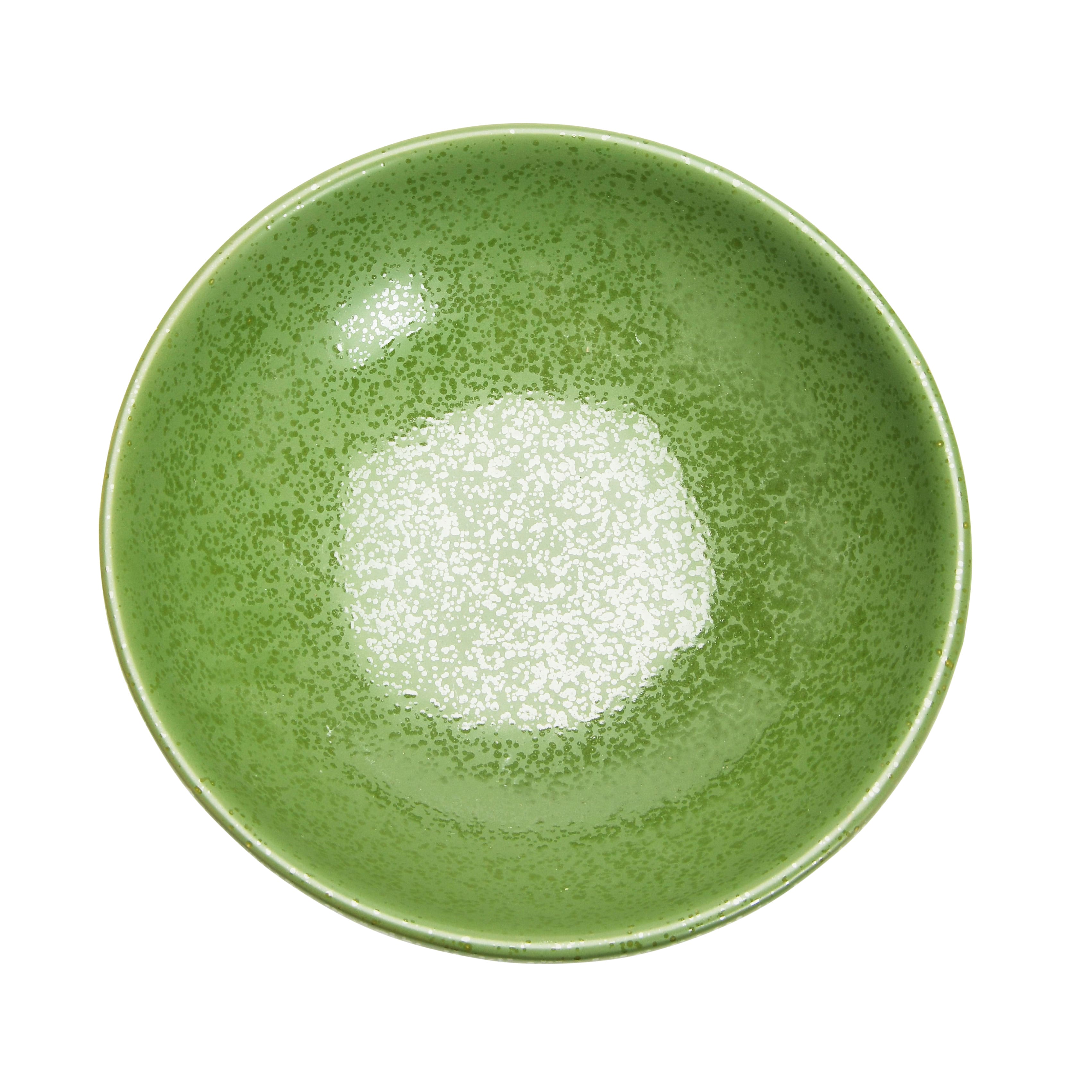 Matte Green Reactive Glaze Stoneware Footed Bowl