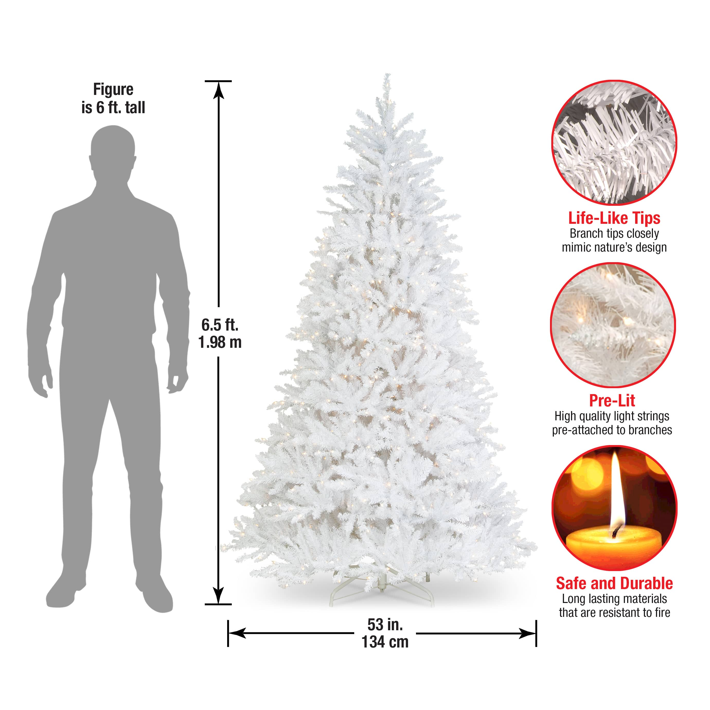 6.5ft. Prelit Dunhill&#xAE; White Fir Artificial Christmas Tree, Clear Lights