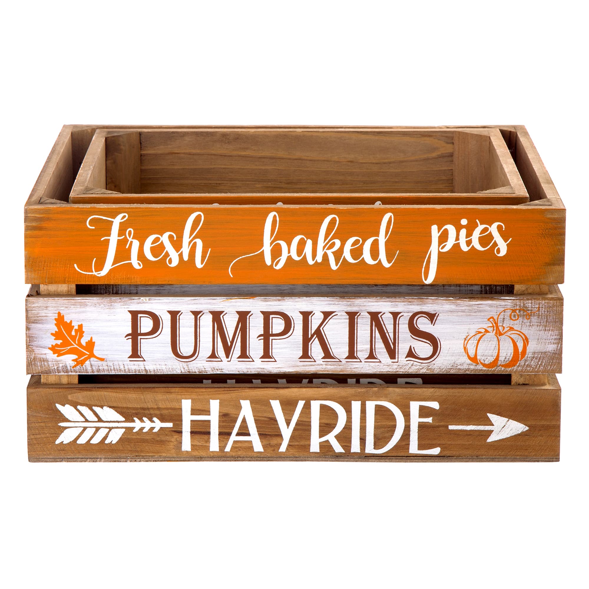 Glitzhome&#xAE; Wooden Pumpkin Crate Set