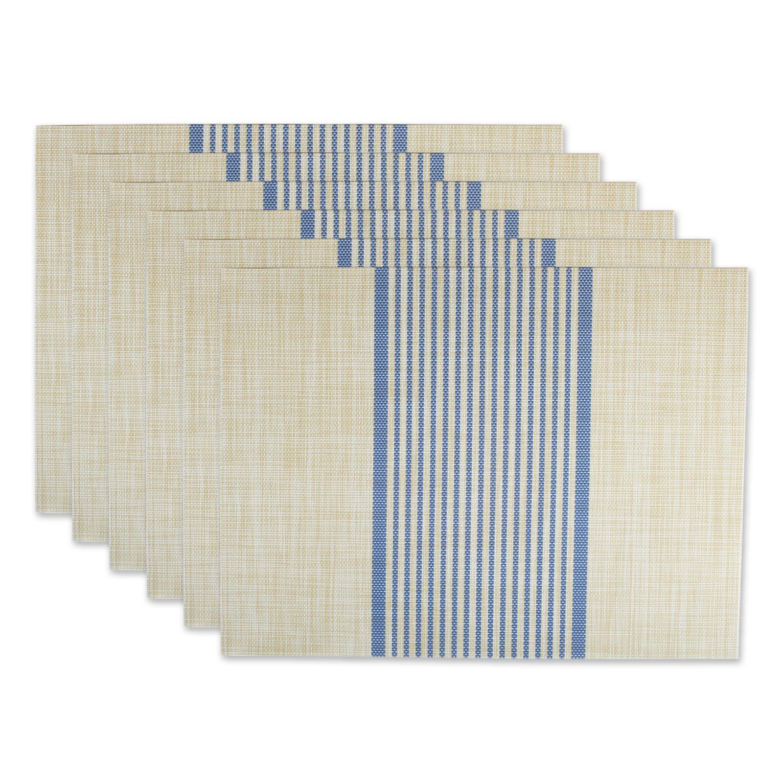 DII® French Blue Middle Stripe PVC Woven Placemat, 6ct.