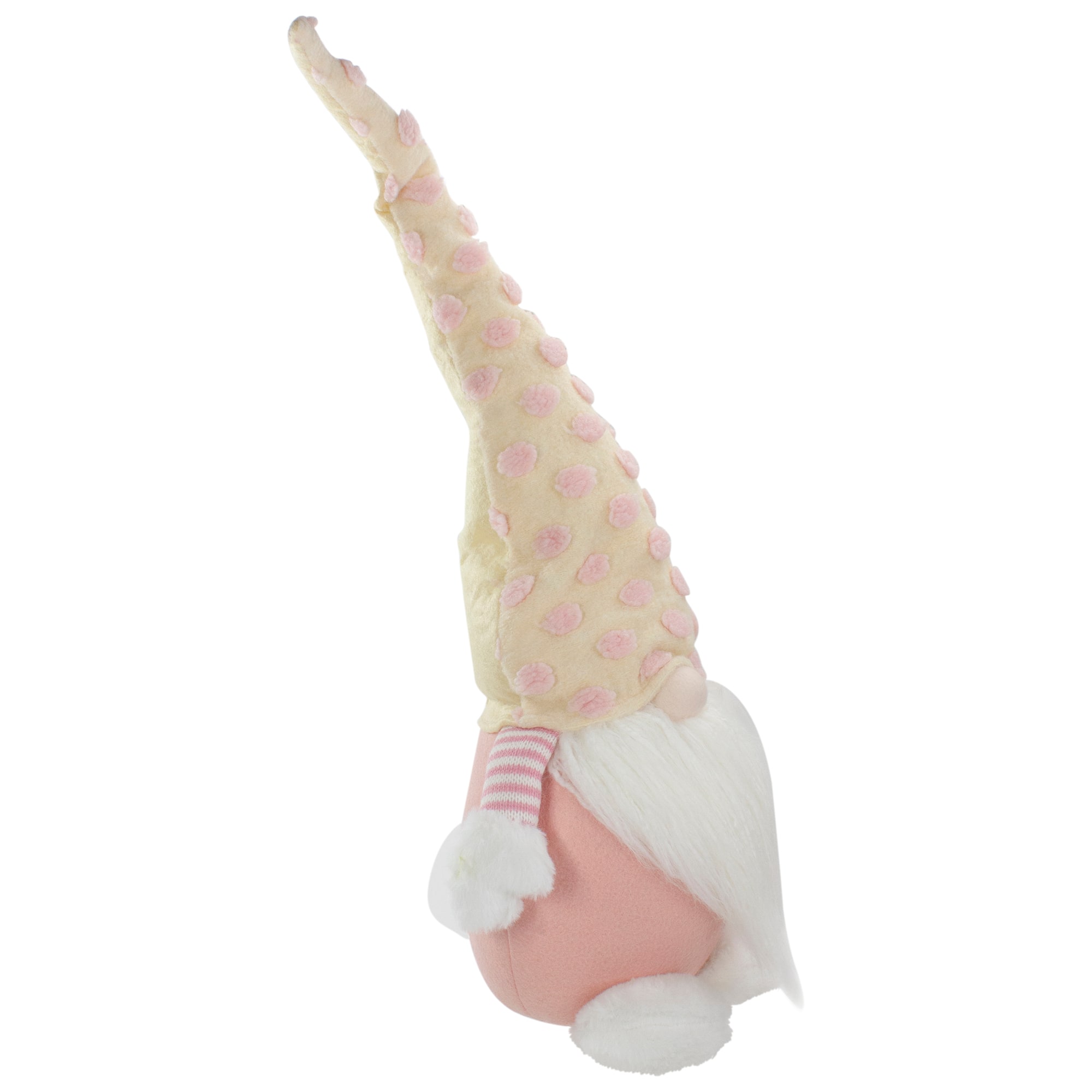 24&#x22; Pink &#x26; Yellow Plush Gnome with Polka Dot Hat Figure
