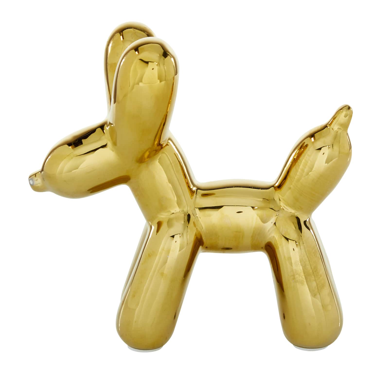 CosmoLiving by Cosmopolitan Gold Ceramic Glam Sculpture, Dog 7" x 7" x 3"