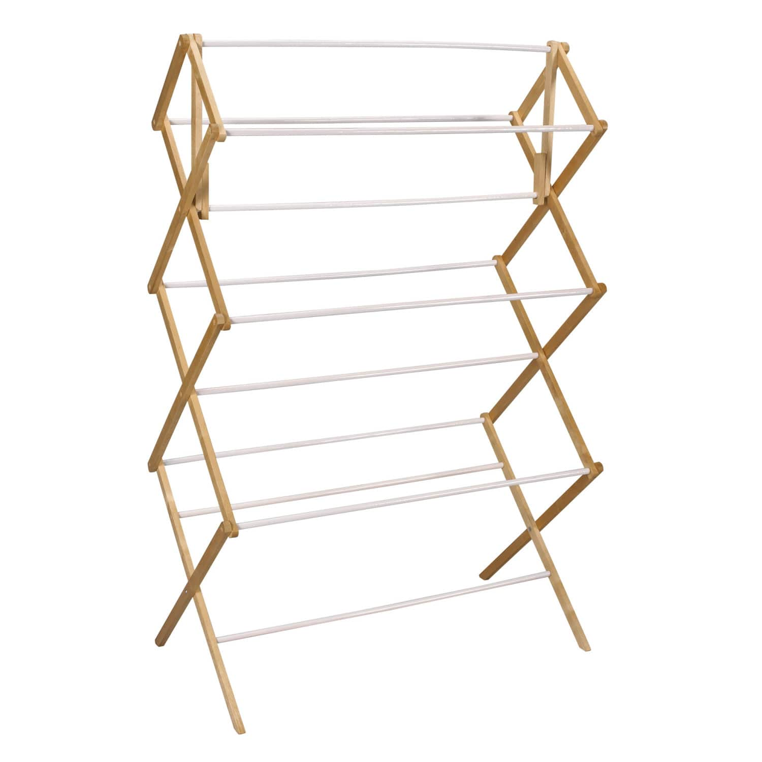 Household Essentials Large Bamboo Folding Clothes Drying Rack