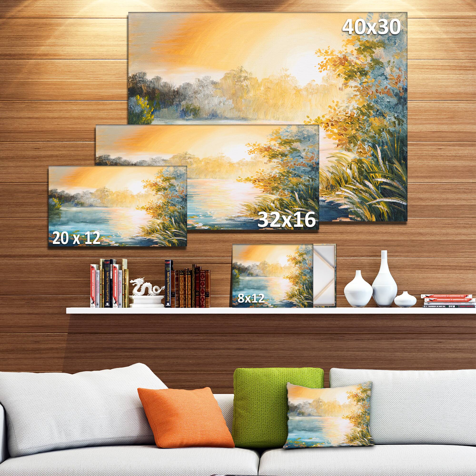 Designart - Sunset on the Lake - Landscape Art Print Canvas