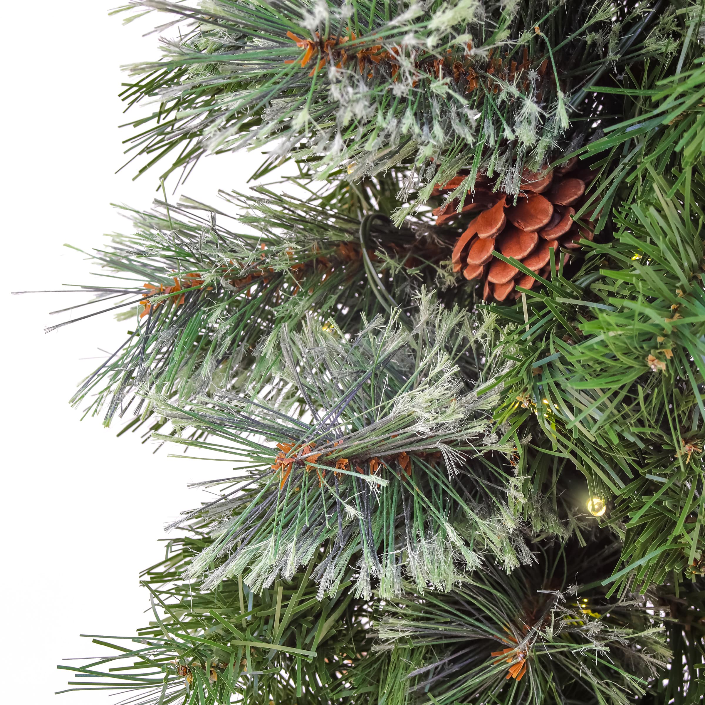 30&#x22; Pre-Lit Glistening Pine Wreath with Pinecones &#x26; Berries, Warm White LED Lights