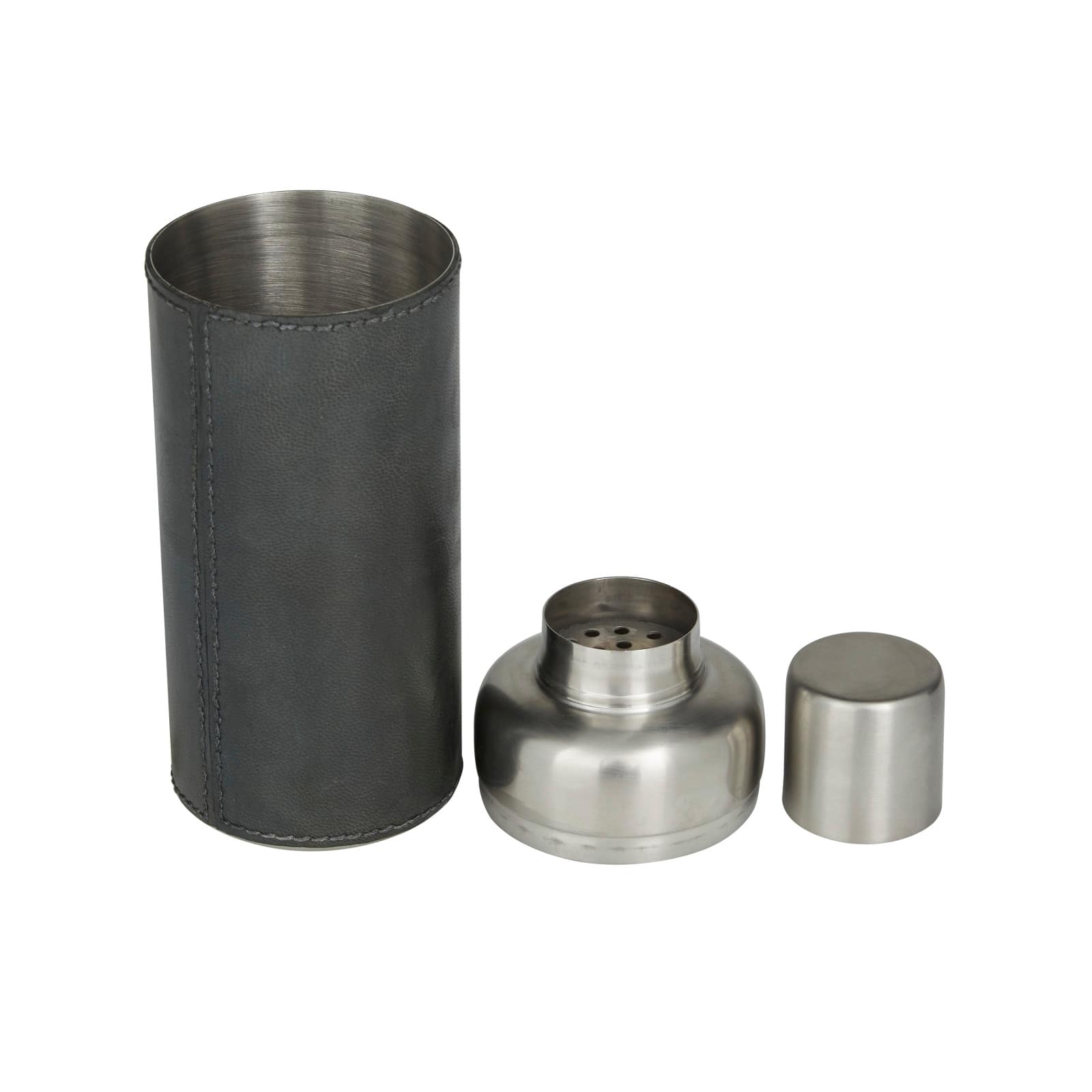 The Novogratz Dark Blue Modern Cocktail Shaker, 3" x 3" x 9"