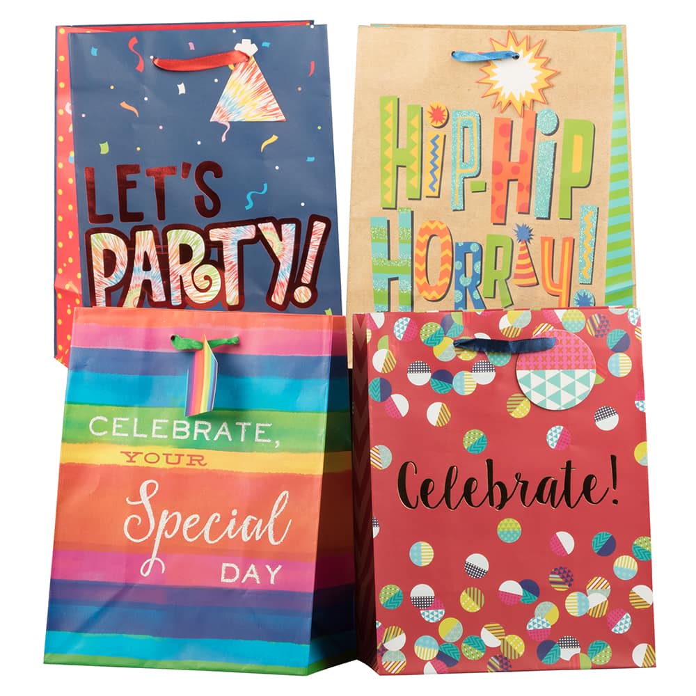 JAM Paper Medium Celebration Birthday Gift Bag Assortments, 12ct ...