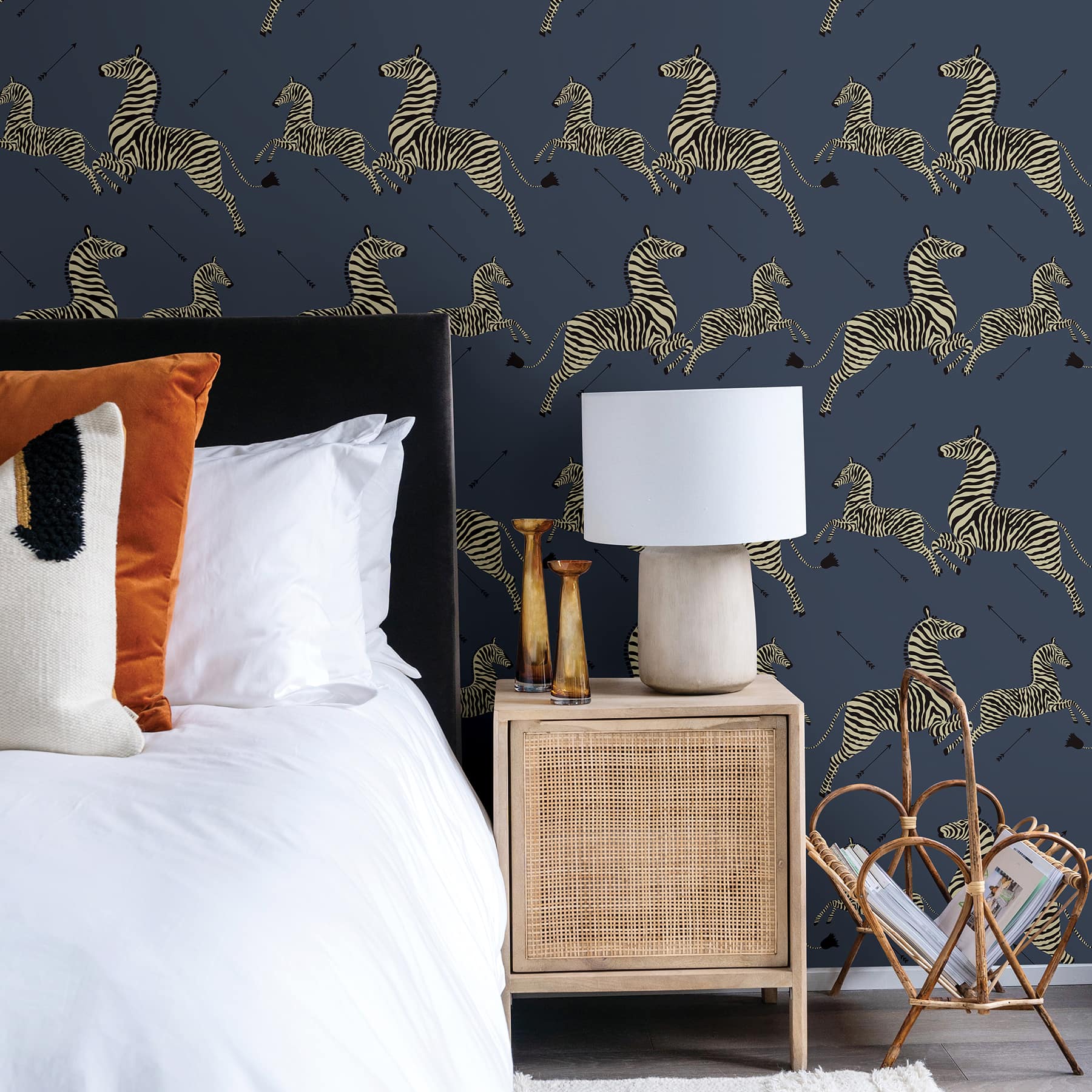 Scalamandre Denim Zebra Safari Peel &#x26; Stick Wallpaper