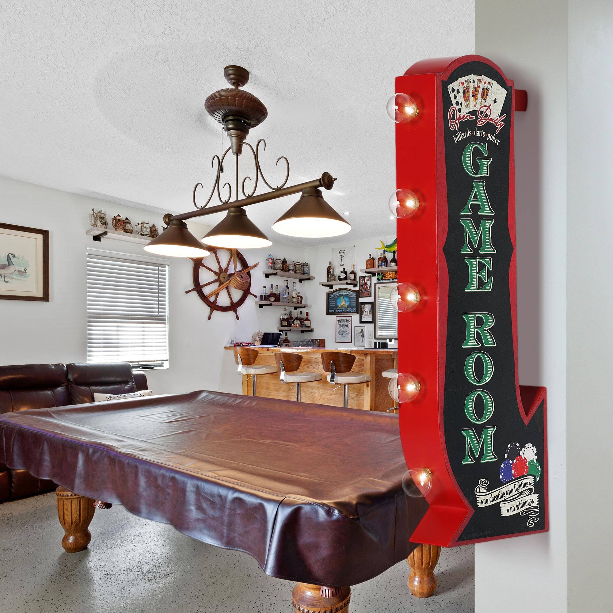 American Art D&#xE9;cor&#x2122; 25&#x22; Vintage Game Room Off the Wall LED Marquee Sign