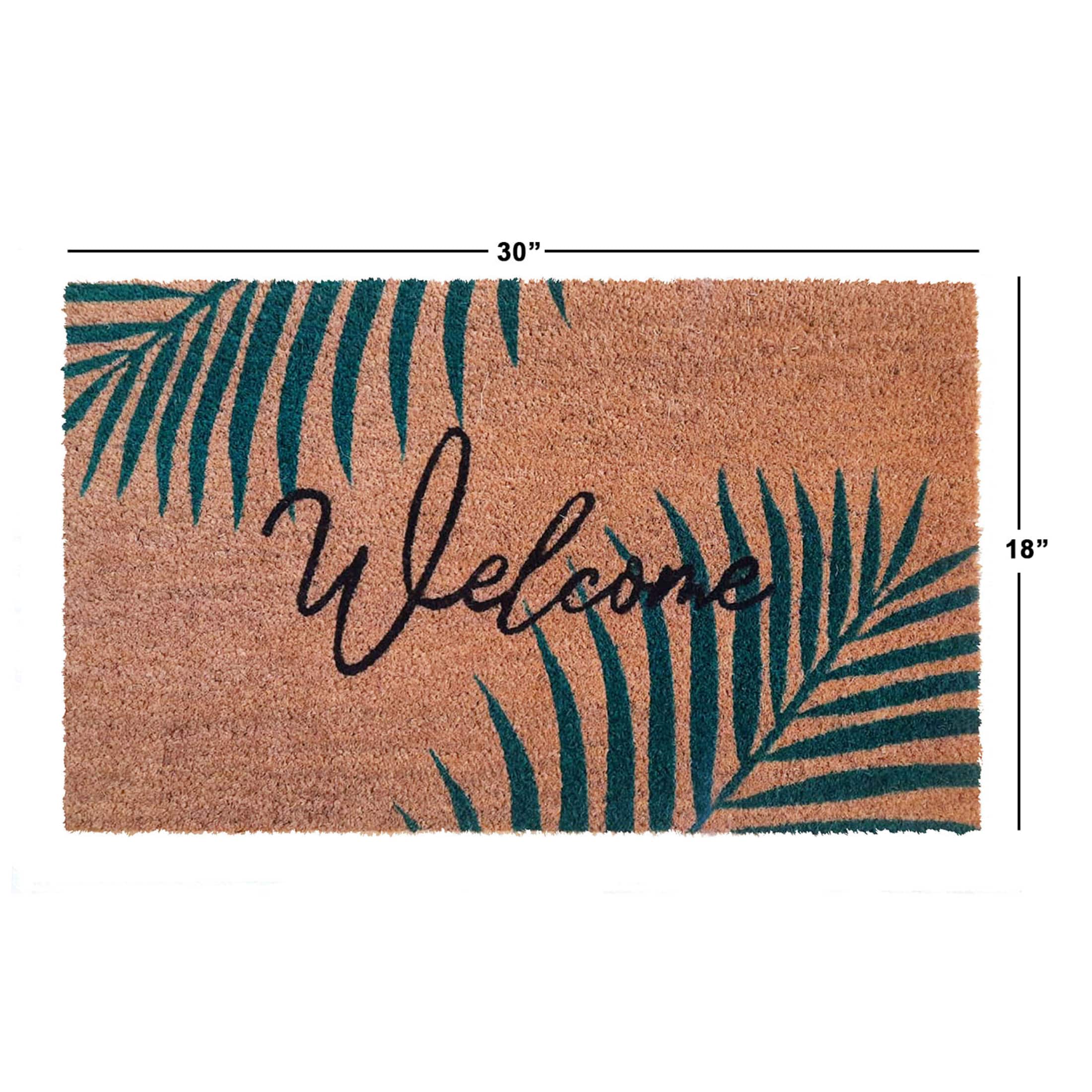 RugSmith Multicolor Machine Tufted Welcome Palm Leaves Doormat
