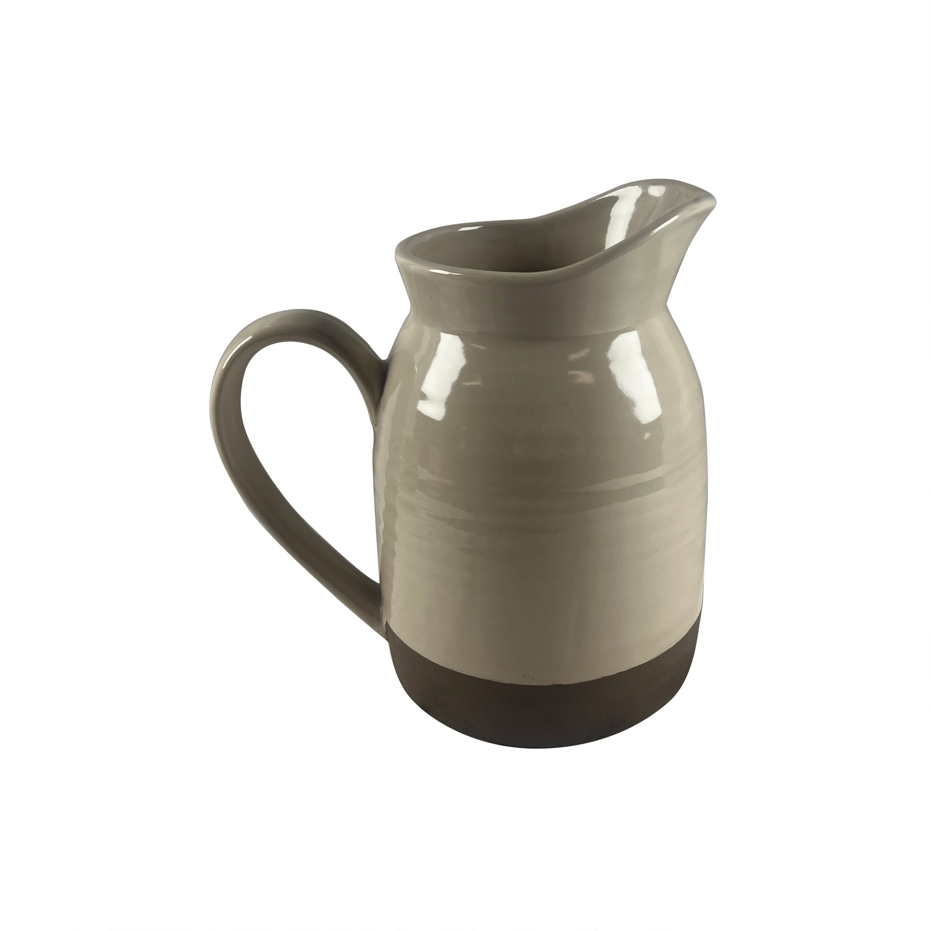 7.5&#x22; Cream &#x26; Brown Ceramic Pitcher Vase by Ashland&#xAE;
