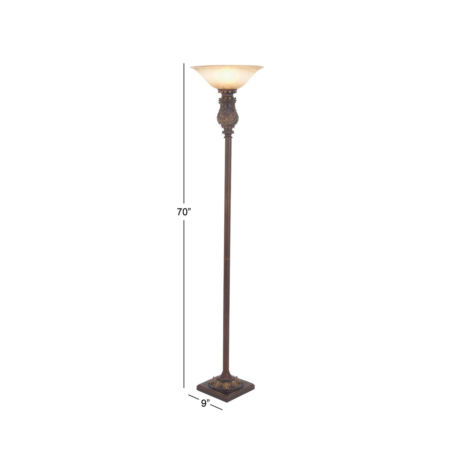 Brown Metal Traditional Floor Lamp, 70&#x22; x 15&#x22; x 15&#x22;