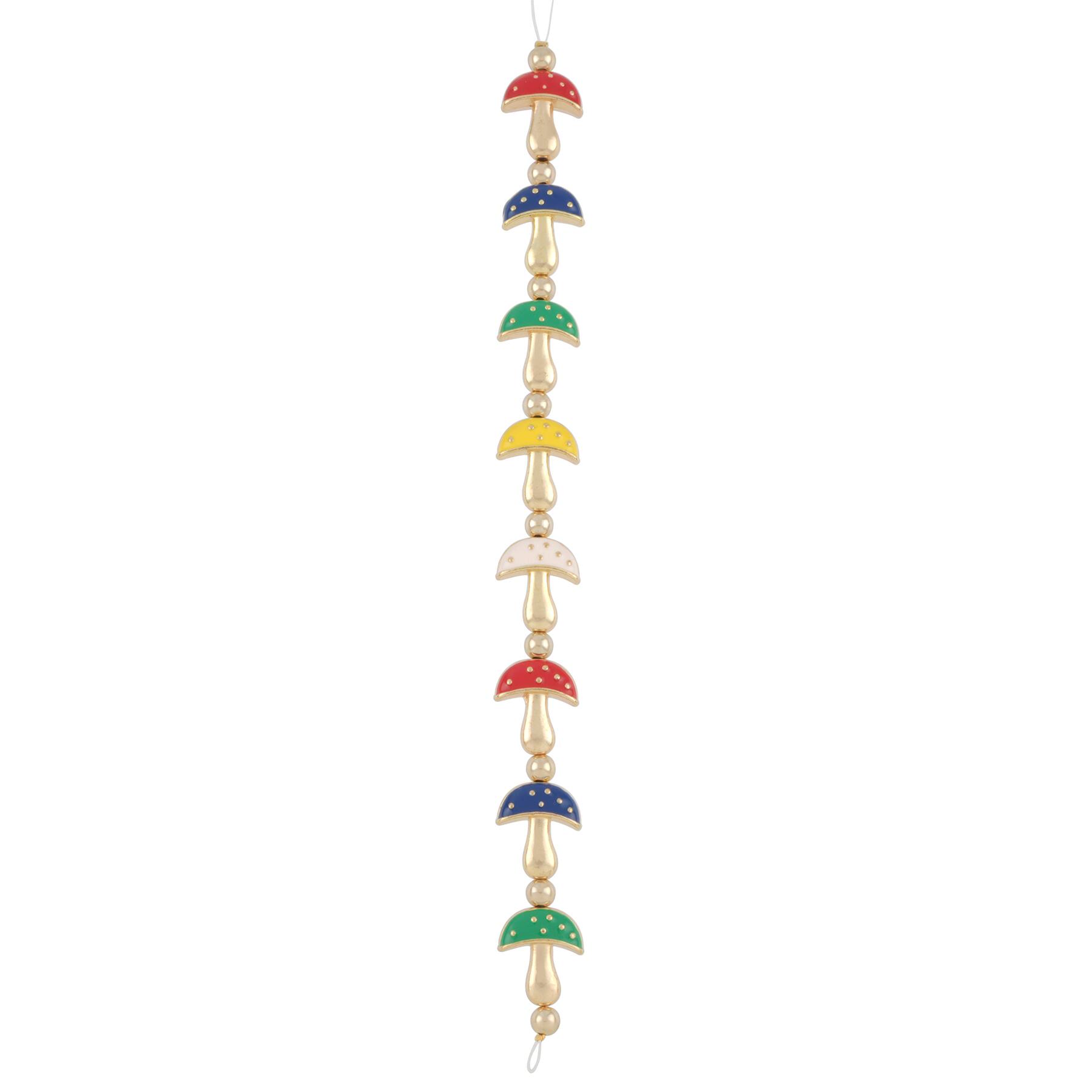 12 Packs: 8 ct. (96 total) Multicolor Enamel Metal Mushroom Beads, 16mm by Bead Landing™