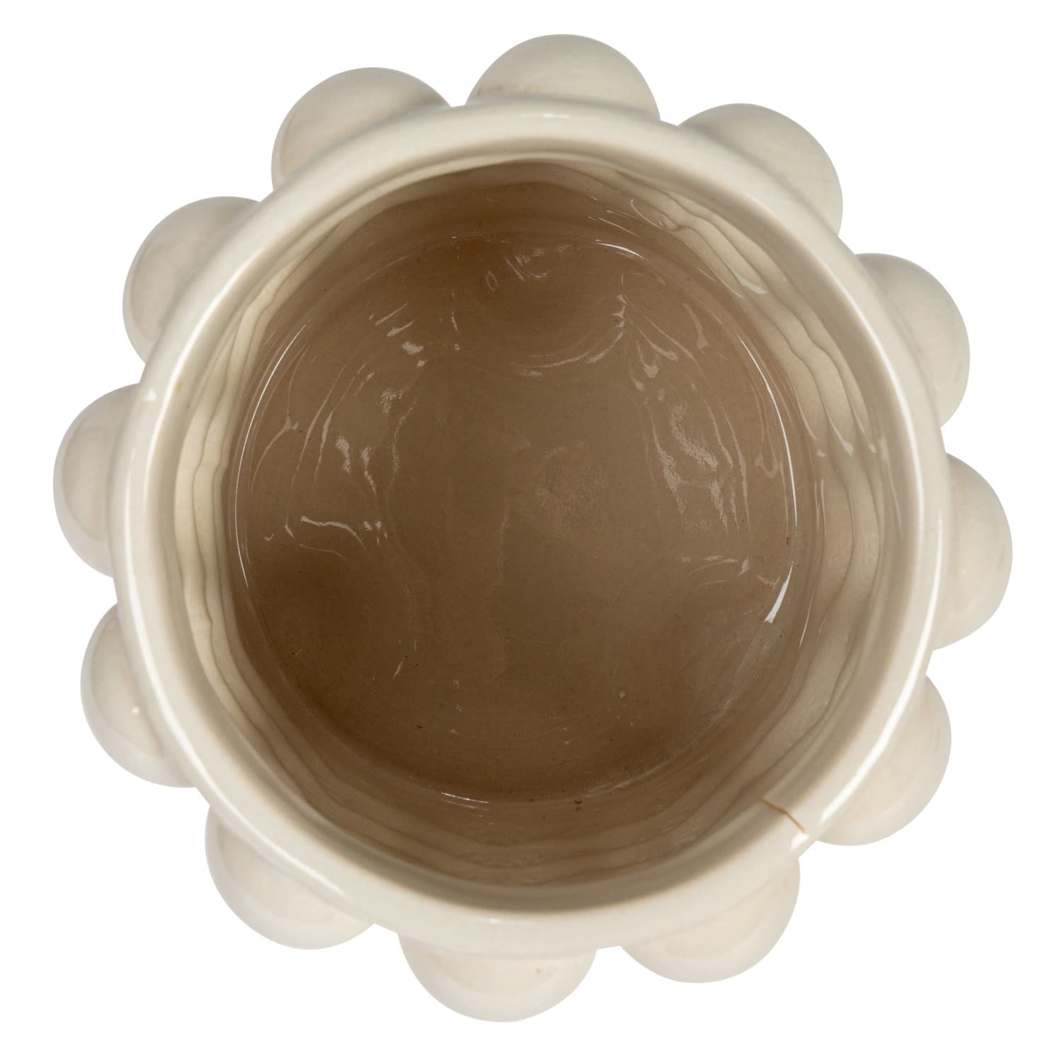 Hello Honey&#xAE; White Raised Dots Stoneware Canister with Acacia Wood Lid