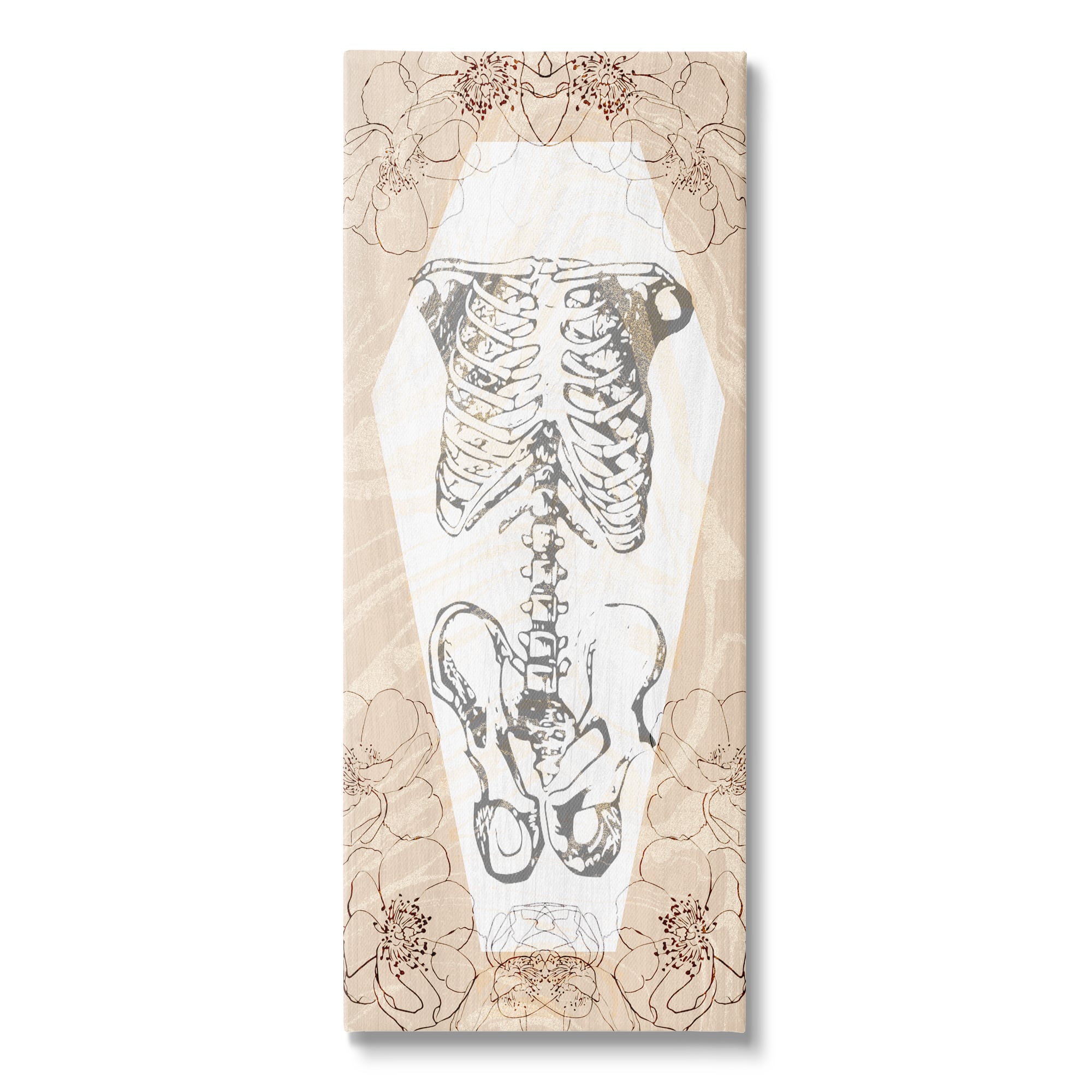 Stupell Industries Floral Skeleton Halloween Layered Canvas Wall Art