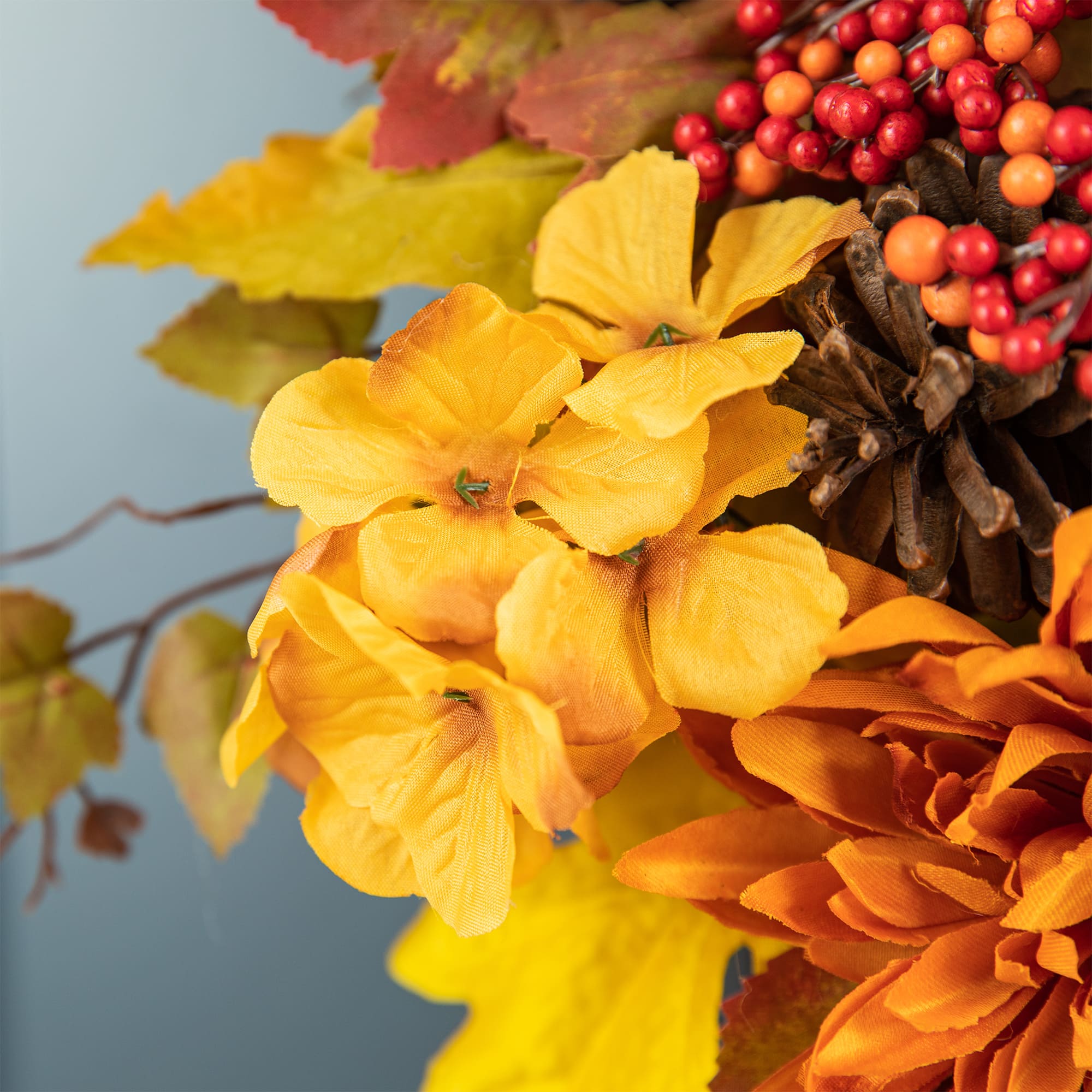 Glitzhome&#xAE; 27&#x22; Fall Dahlia, Pumpkin, Leaf &#x26; Berry Swag