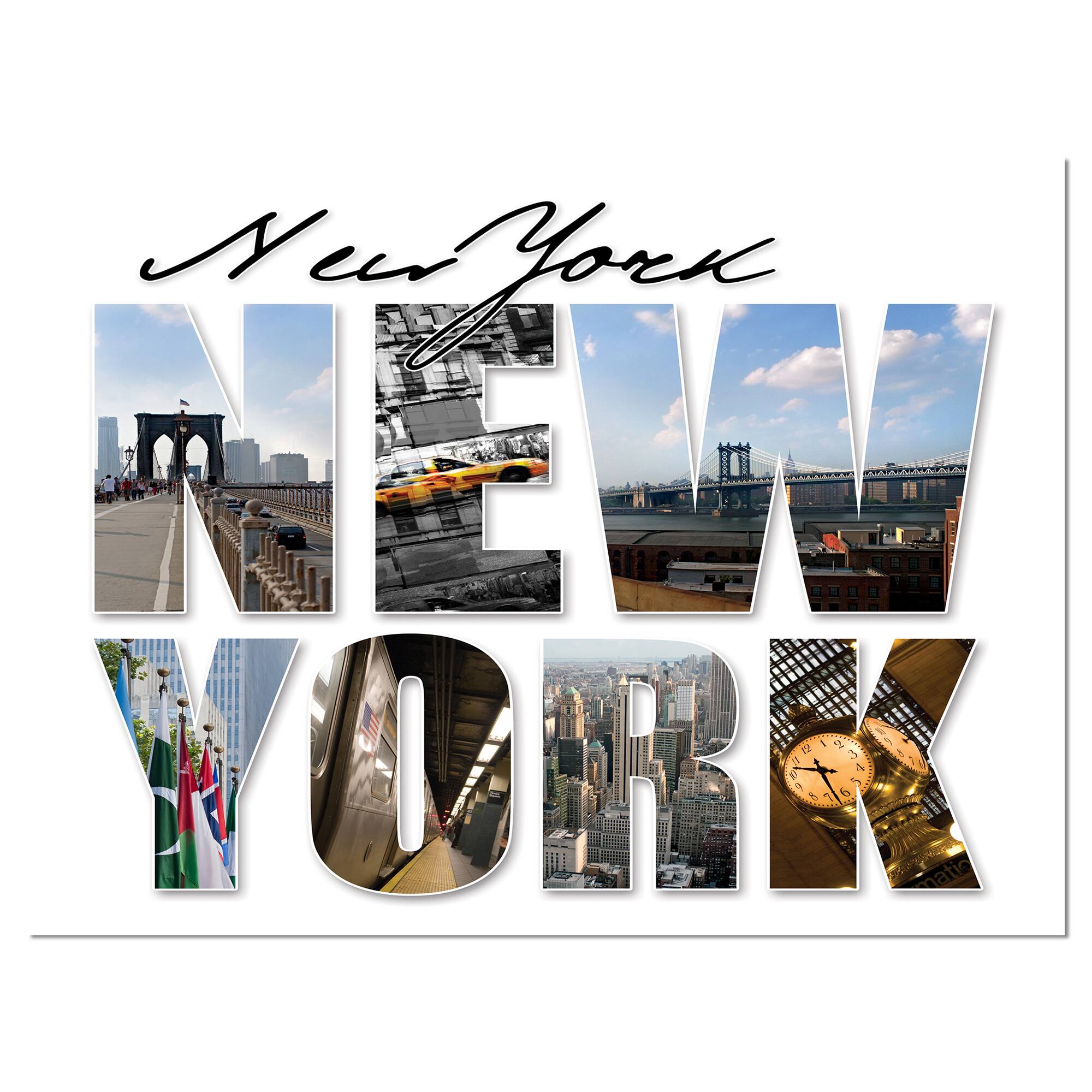 Designart - New York City Graphic Montage - Cityscape Canvas Art Print