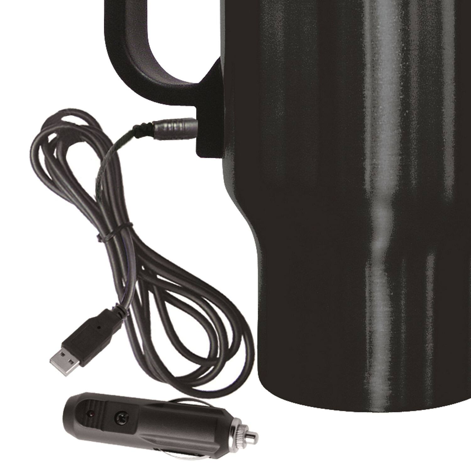 Brentwood GEOJUG 16oz. Black Stainless Steel 12V Heated Travel Mug
