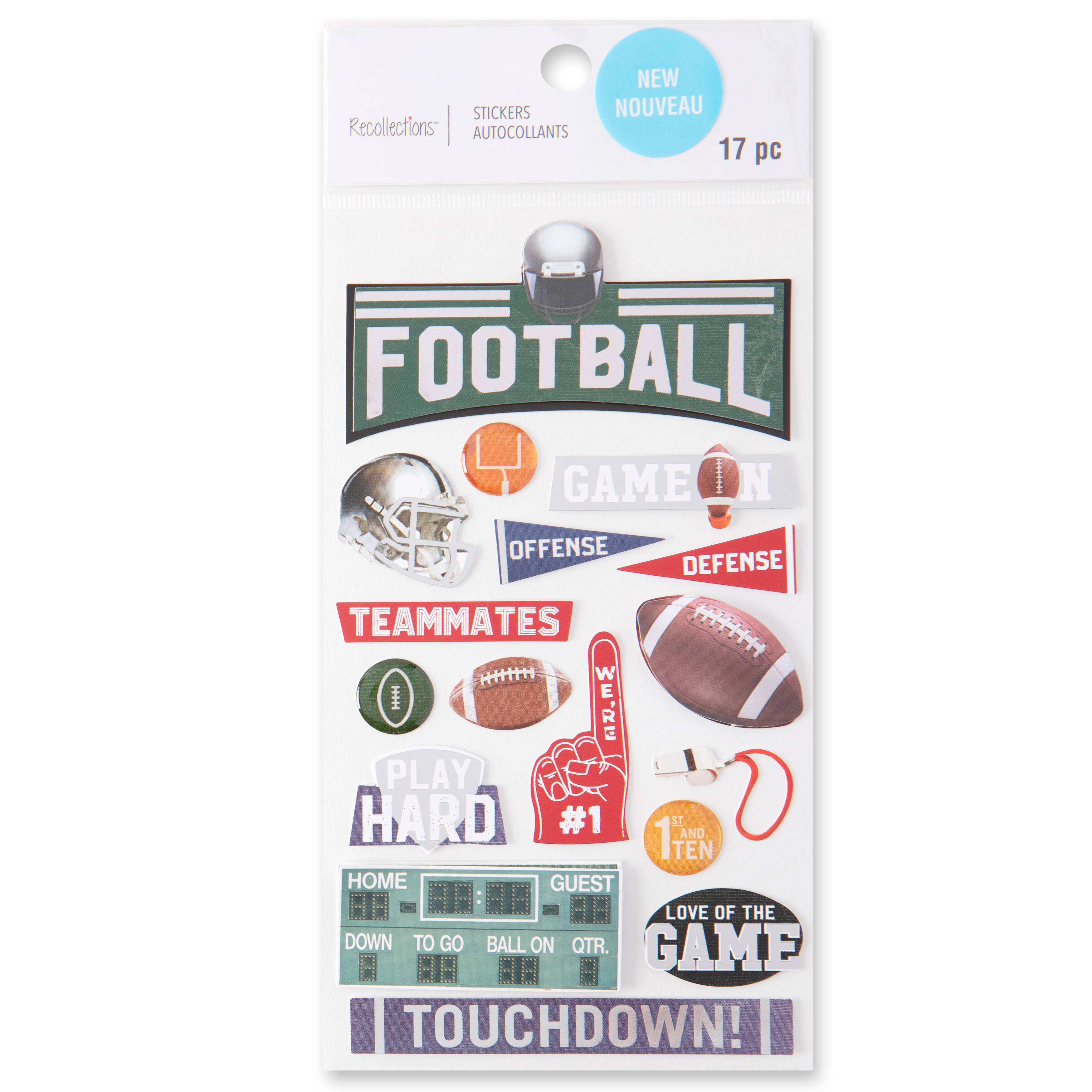 12 Pack: Football Icons Dimensional Stickers by Recollections™