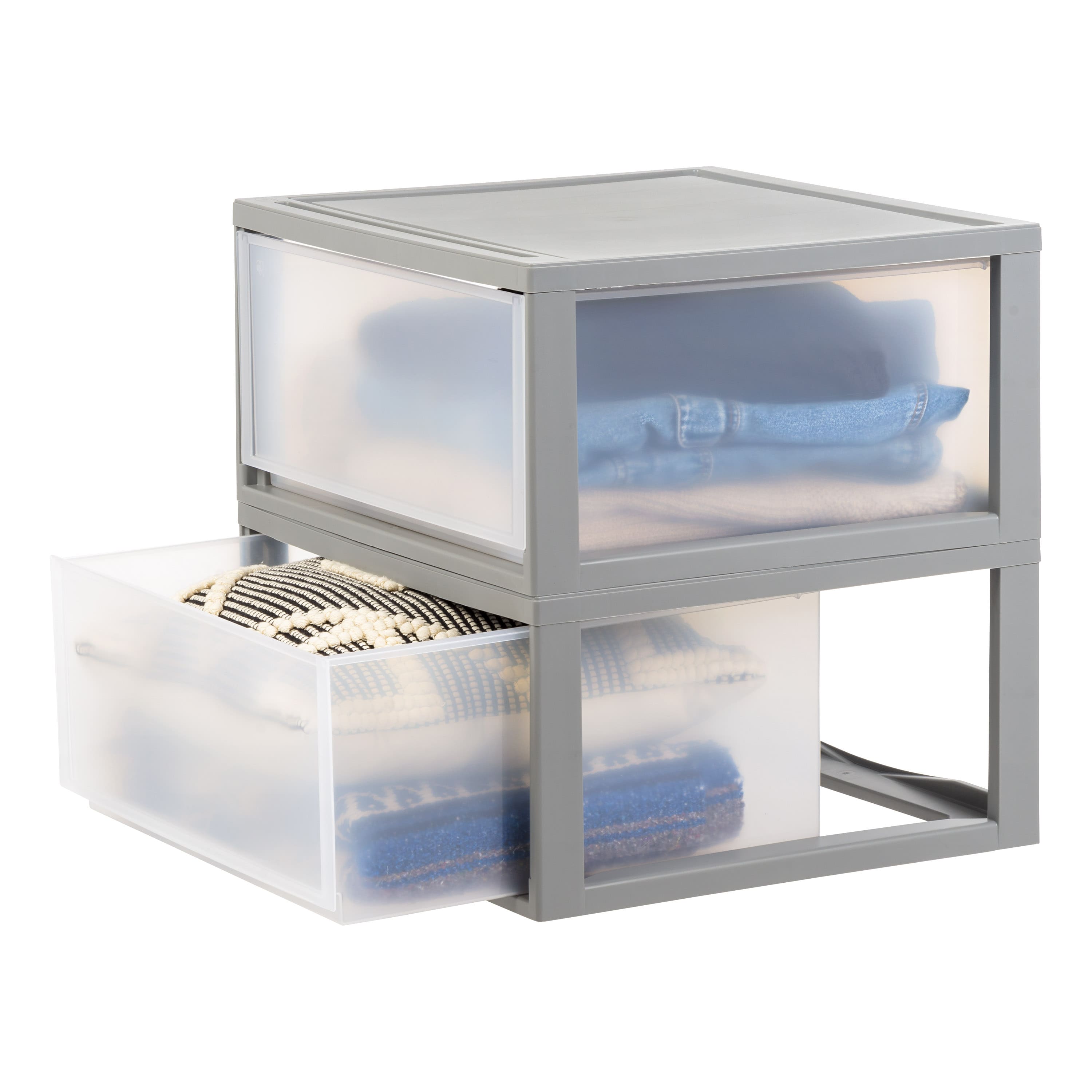 IRIS® 47qt. Gray & Clear Stacking Storage Drawers, 2ct.