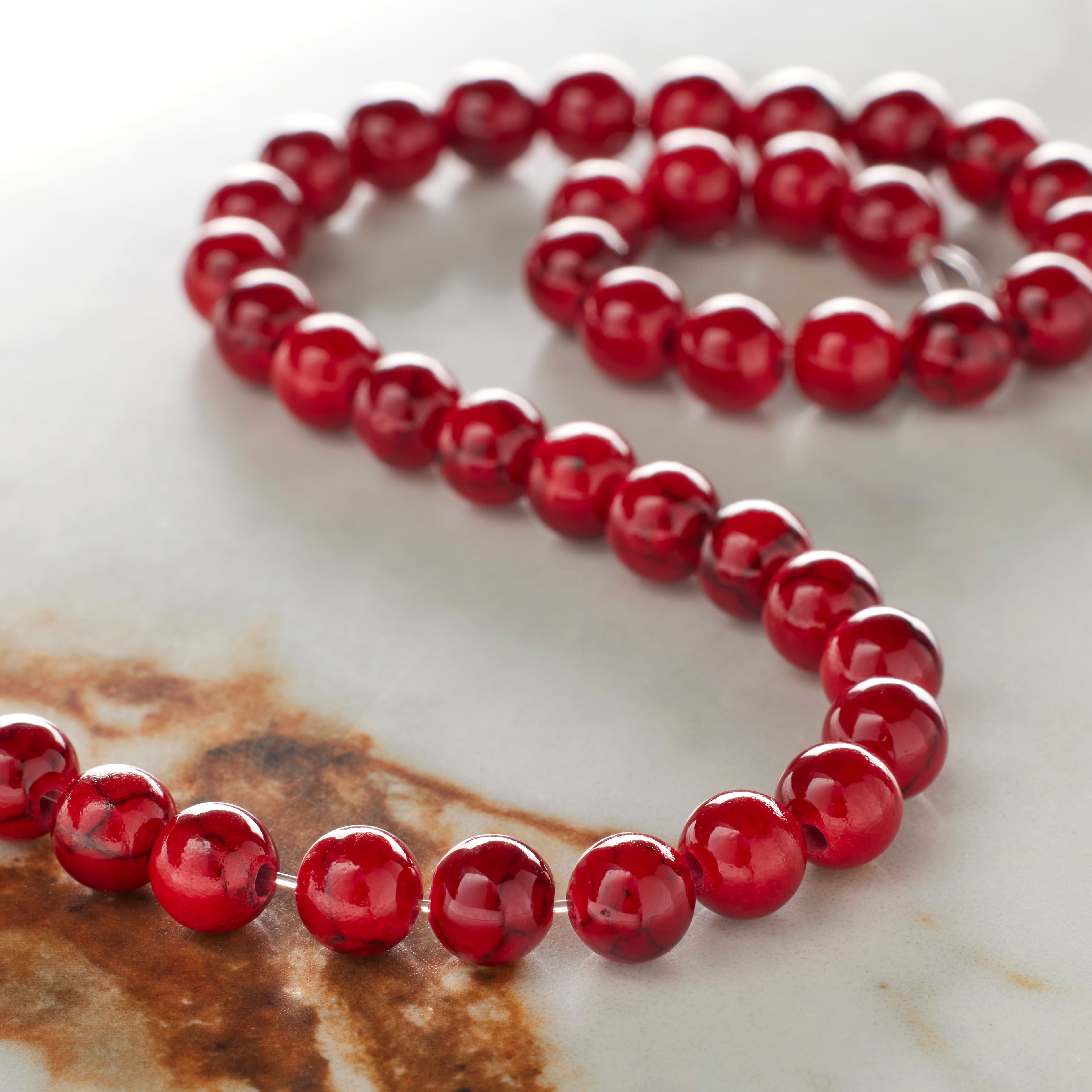 12 Pack: Red Quartz Round Beads, 6mm by Bead Landing™