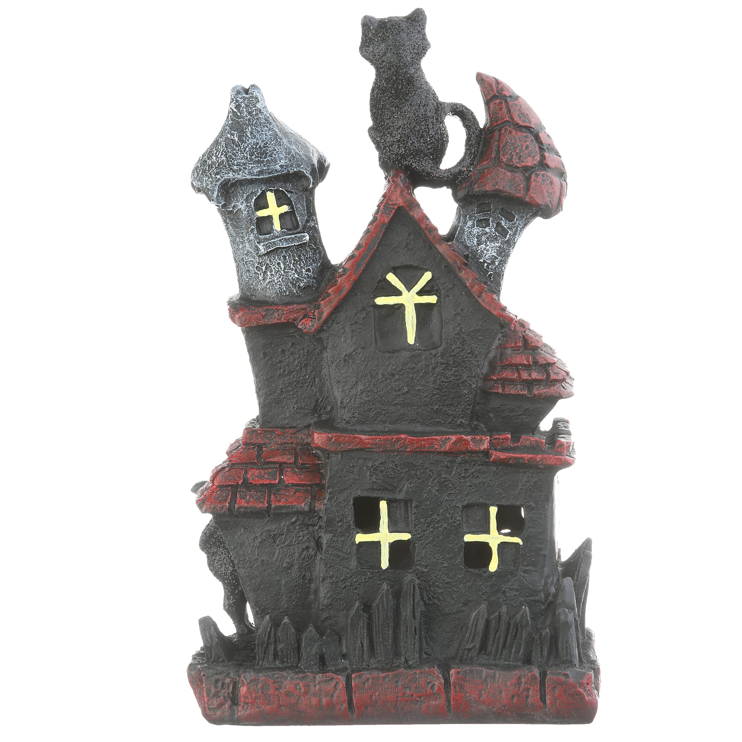 7&#x22; Black Cats Haunted House with LED Light