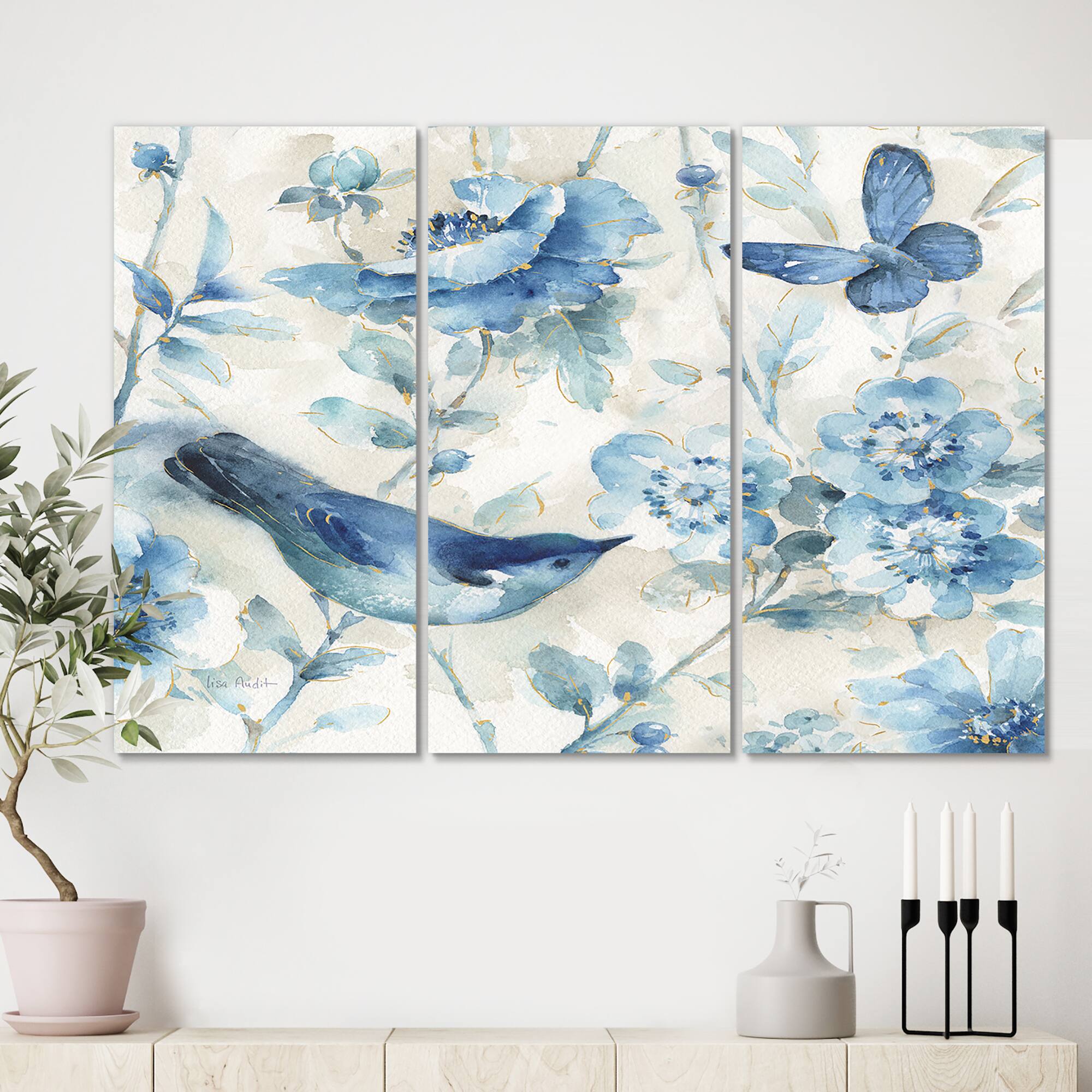 Designart - Indigold Bird Cottage Family II - Farmhouse Premium Canvas Wall Art