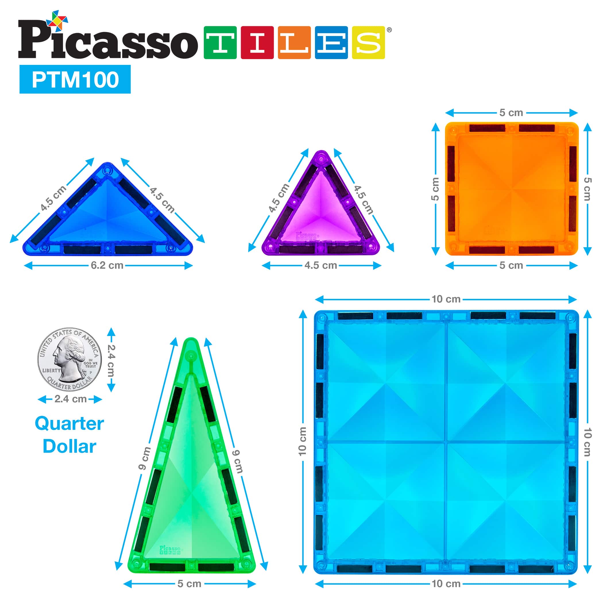 PicassoTiles&#xAE; 100 Piece Mini Diamond Magnetic Building Blocks