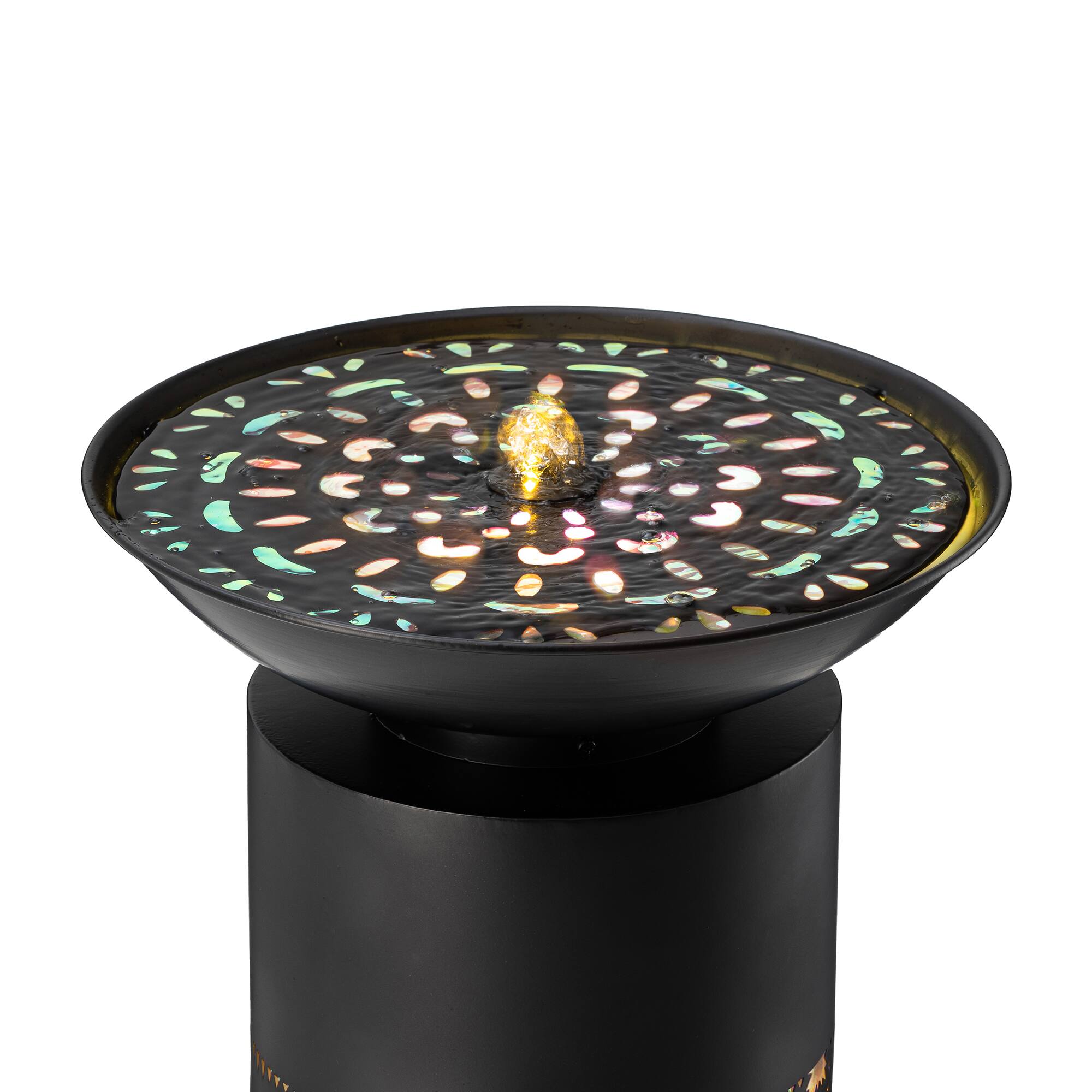 Glitzhome&#xAE; 35.75&#x22; Metal LED Cutout Pattern Outdoor Fountain