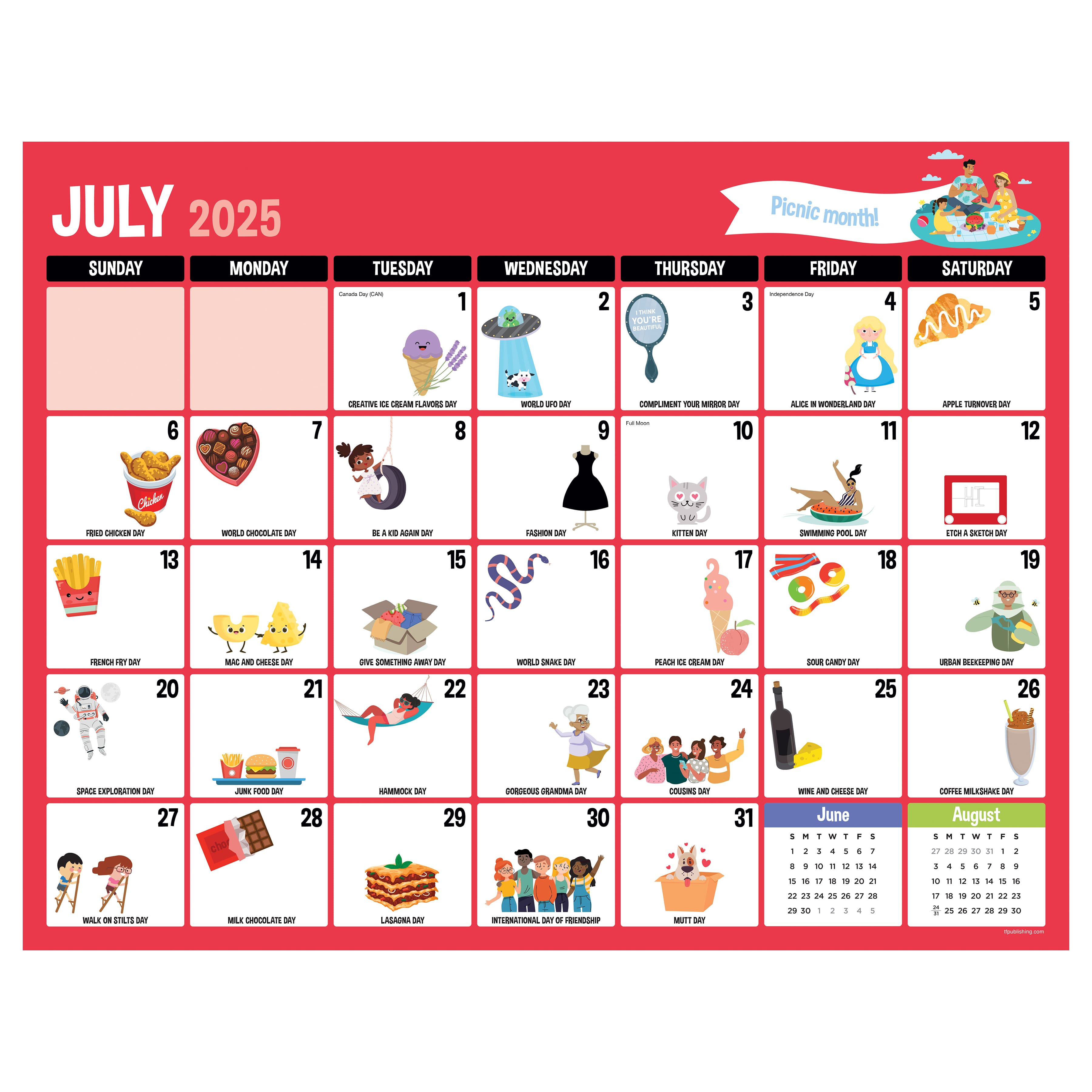 July 2025 - June 2026 Large Every Day's A Holiday Desk Pad Monthly Blotter Calendar