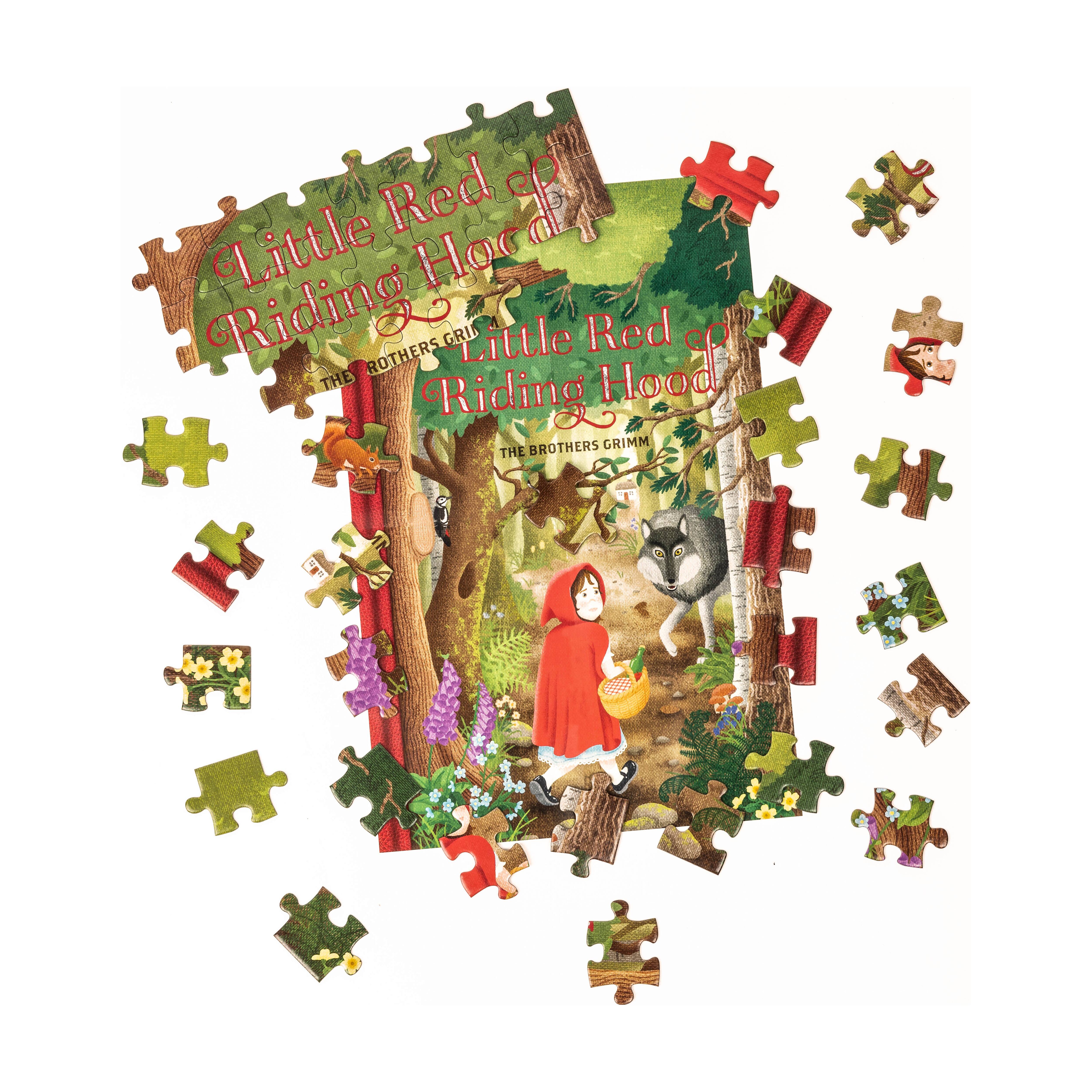 The Brothers Grimm&#x27;s Little Red Riding Hood Double-Sided Jigsaw Puzzle: 96 Pcs