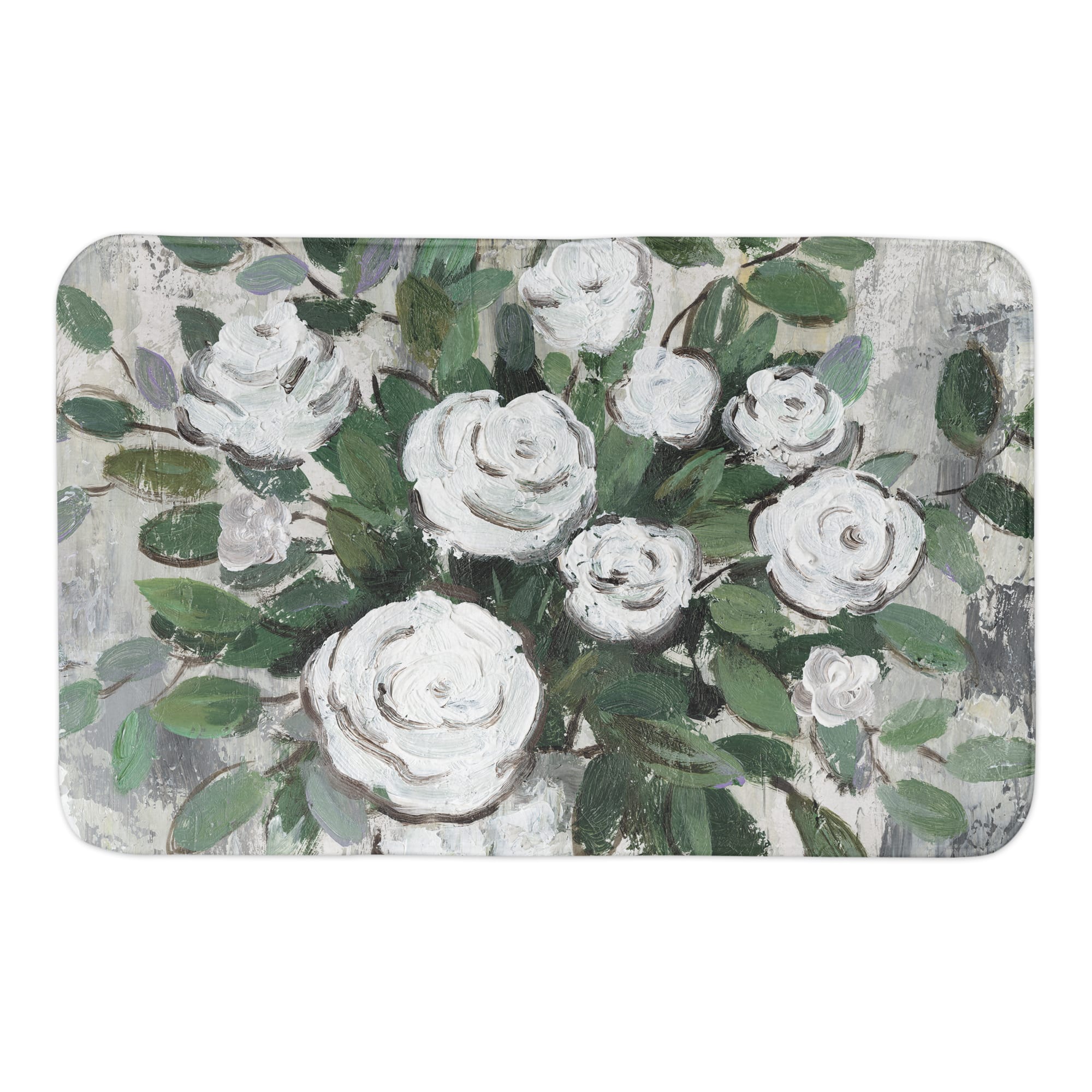 White Roses 34&#x22; x 21&#x22; Bath Mat