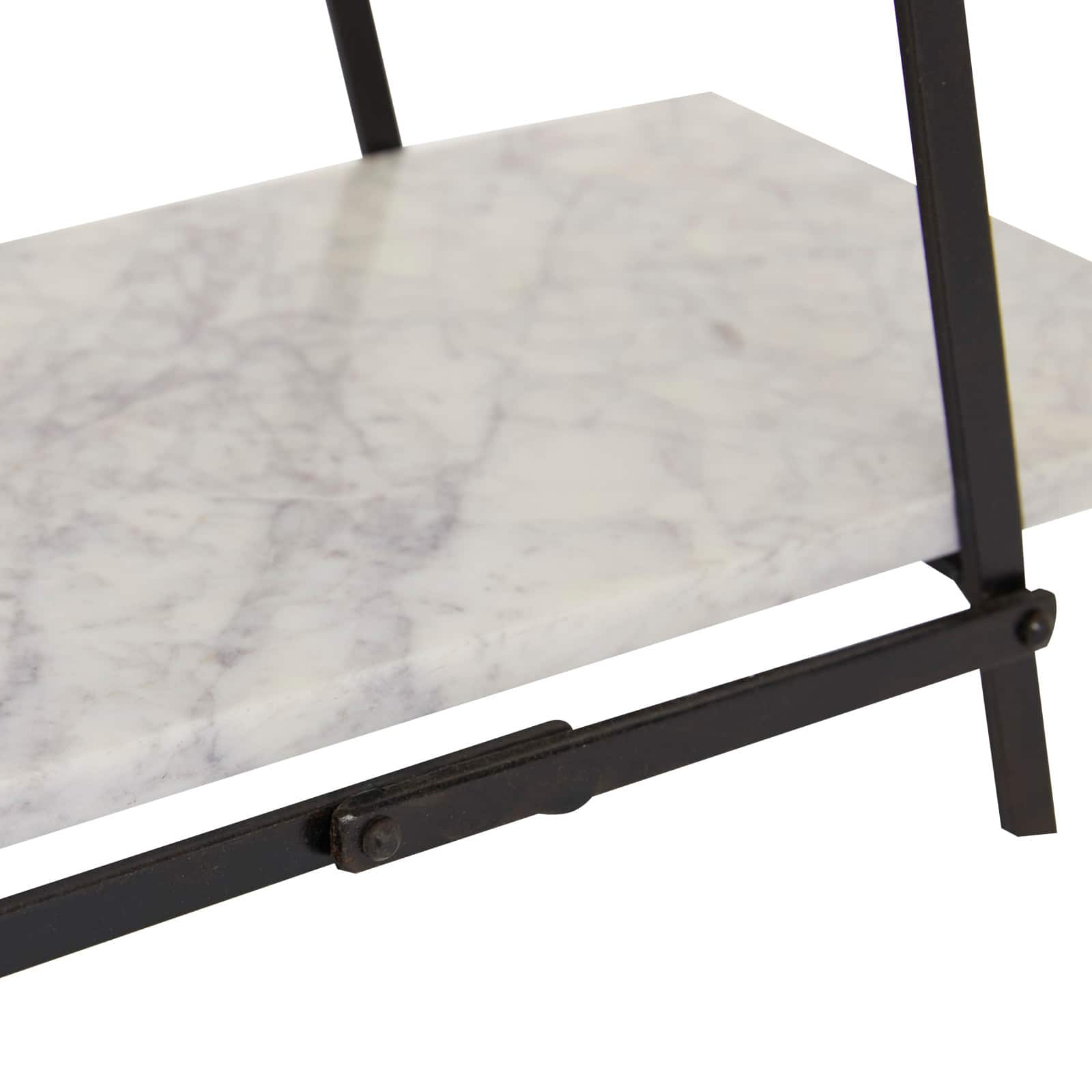 23&#x22; White Marble &#x26; Iron Contemporary 3-Tier Tray Stand