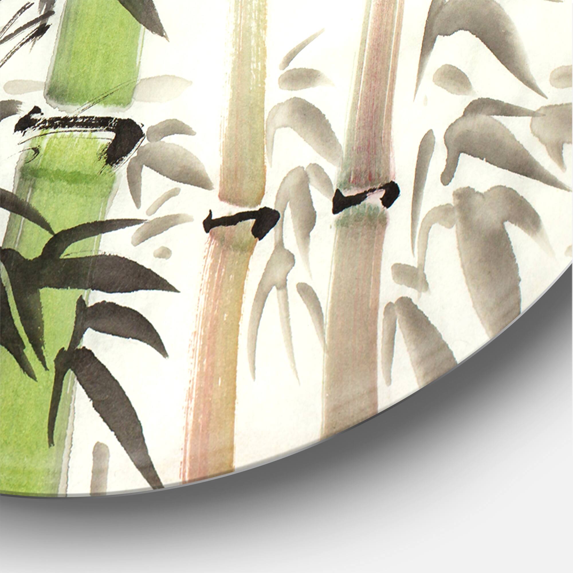 Designart - Bamboo Branches In The Forest II - Lake House Metal Circle Wall Art